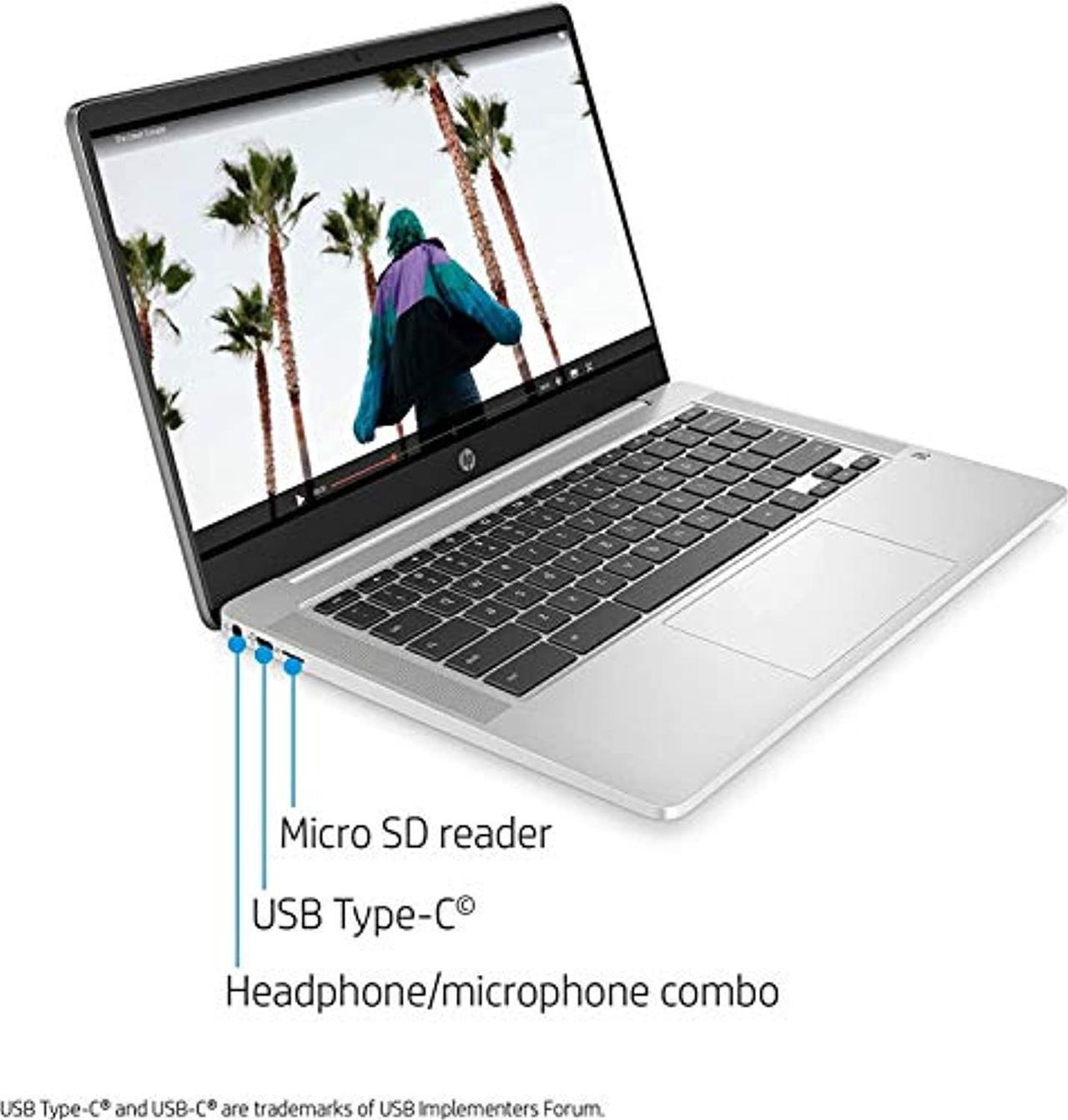 Alt view image 3 of 5 - HP 14 Chromebook Laptop Computer 14" HD SVA Anti-Glare Display Intel Celeron Dual-Core N5000 Processor 4GB DDR4 64GB eMMC Backlit WiFi Webcam Chrome OS Google Classroom Compatible w/ 32GB SD Card