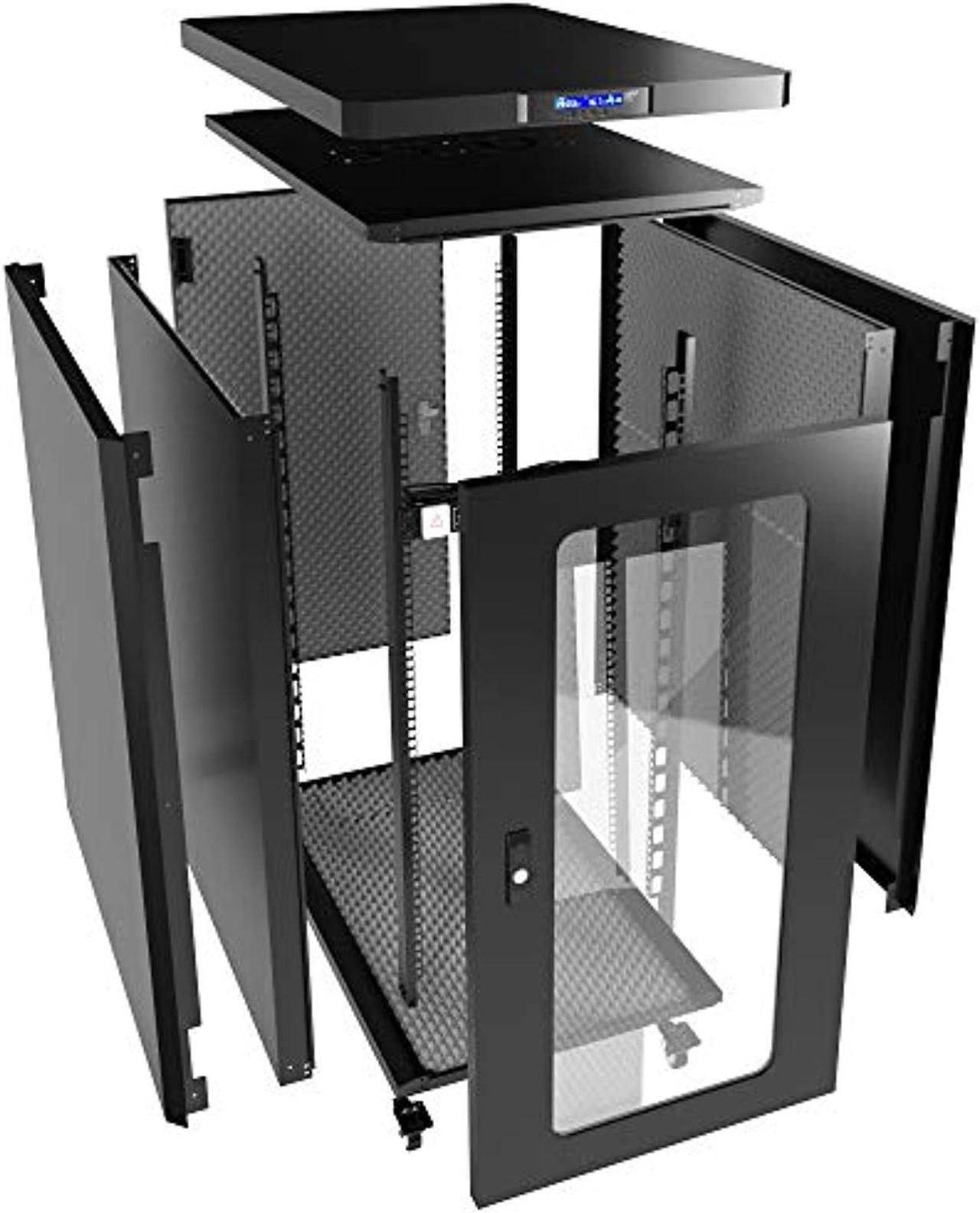 Alt view image 4 of 5 - Sysracks 18U 35 inch Depth Soundproof Server Rack Cabinet Quiet Server Cabinet Enclosure Silent Acoustic Server Rack up to 36% Noise Reduction