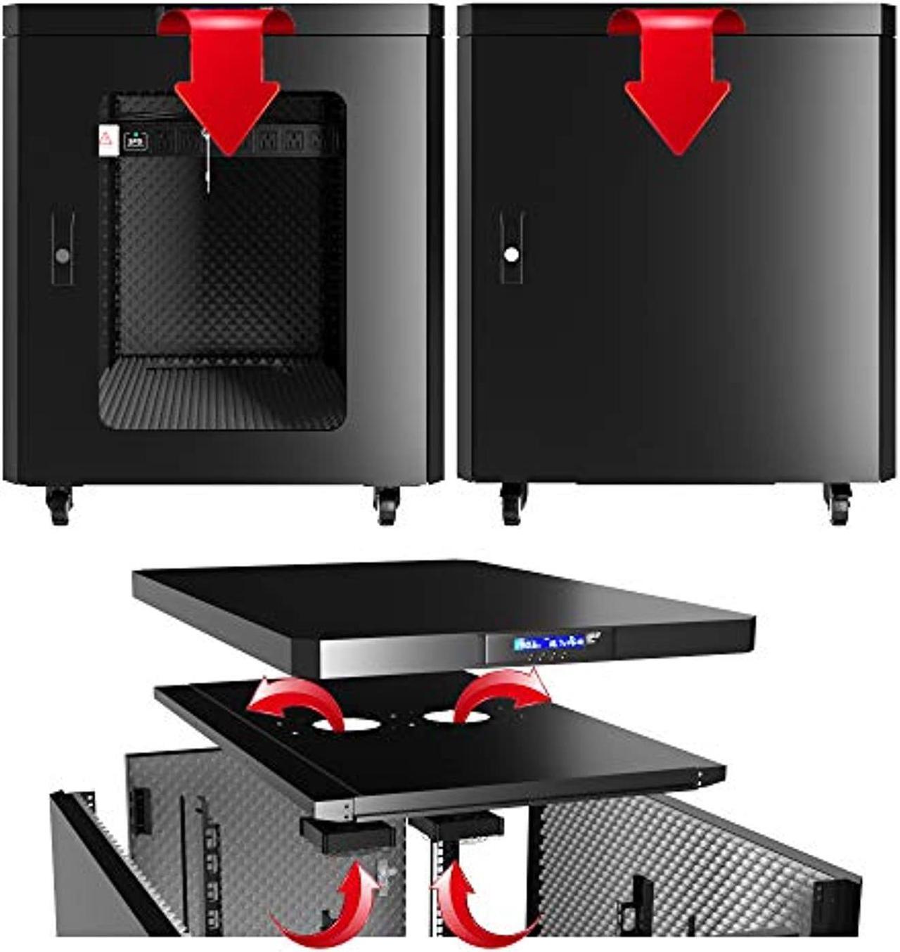 Alt view image 3 of 5 - Sysracks 18U 35 inch Depth Soundproof Server Rack Cabinet Quiet Server Cabinet Enclosure Silent Acoustic Server Rack up to 36% Noise Reduction
