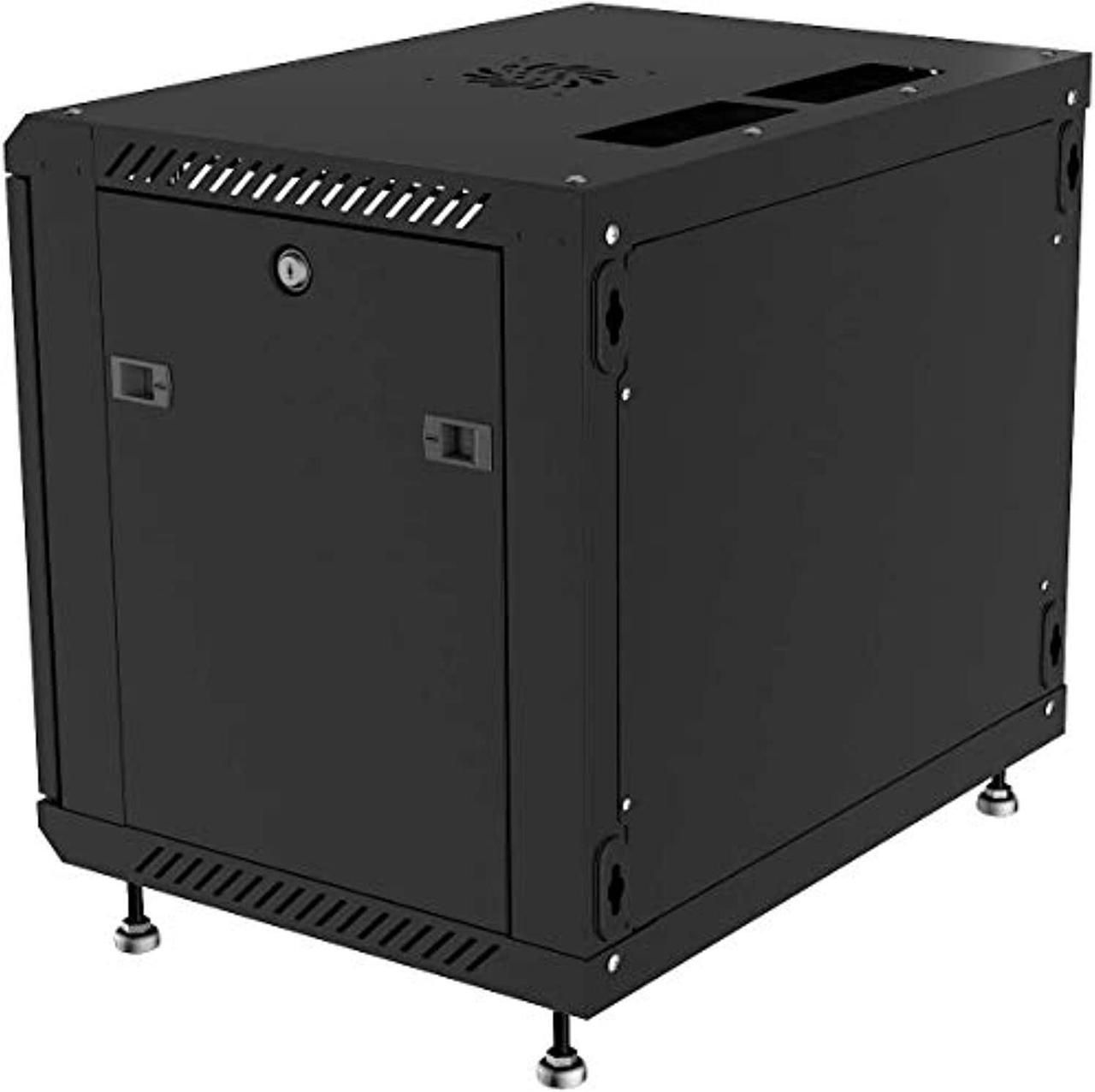 Alt view image 4 of 5 - Sysracks - Server Rack - Wall Cabinet - 6 U Wall Mount Rack Enclosure with Fans - Audio Rack - Network Rack - 24 Inch Depth AV Cabinet - Feet - PDU - Shelf - Locking Cabinet - Black