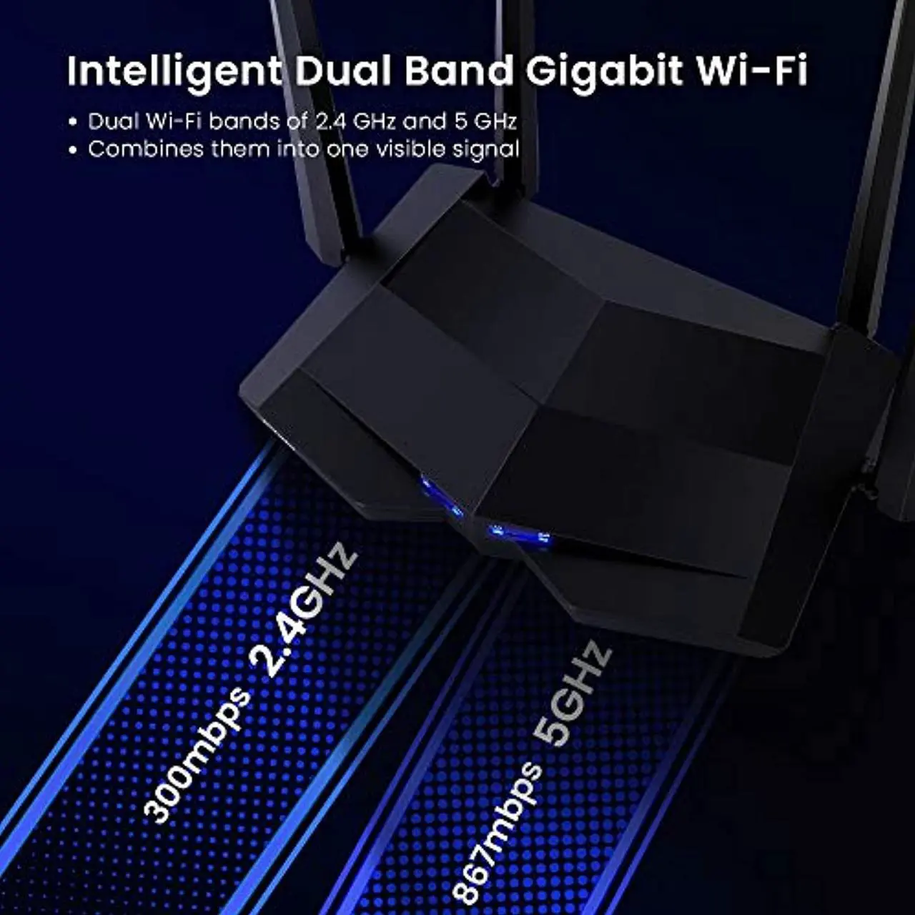 Alt view image 2 of 5 - Tenda AC10 Smart Gigabit Wi-Fi Router AC1200 Dual Band | High Speed Wireless Internet Router | Long Range Coverage | Parental Control | Beamforming+ | MU-MIMO + Smart WiFi App Management