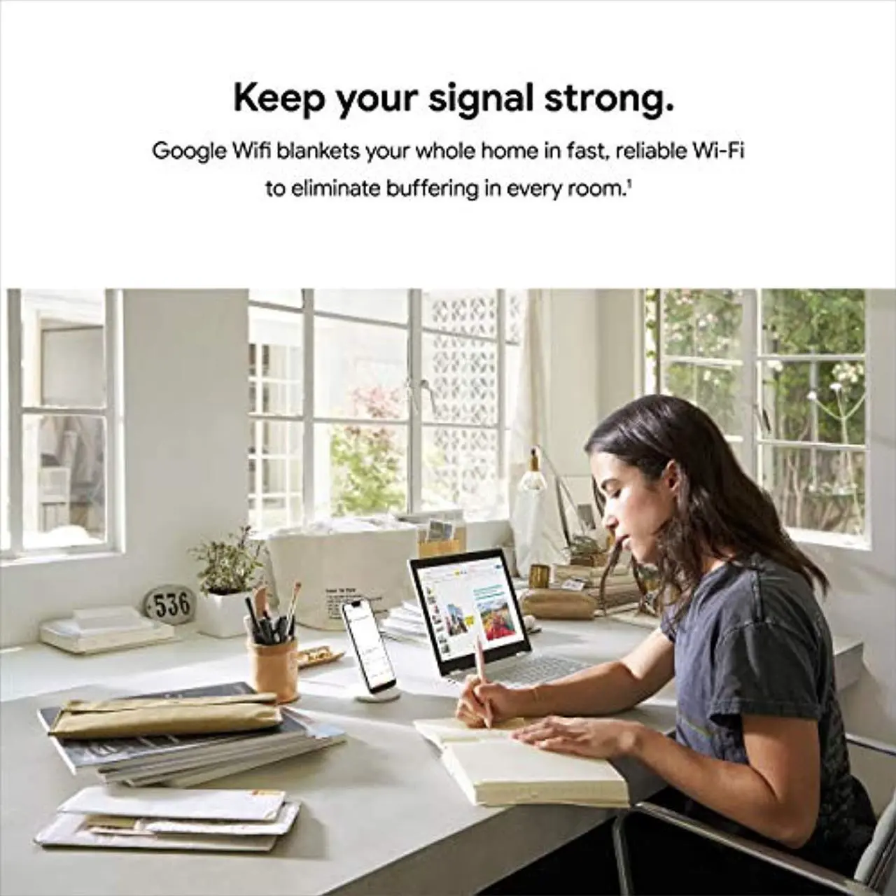Alt view image 2 of 5 - Google Wifi - AC1200 - Mesh WiFi System - Wifi Router - 4500 Sq Ft Coverage - 3 pack (GJ2CQ)