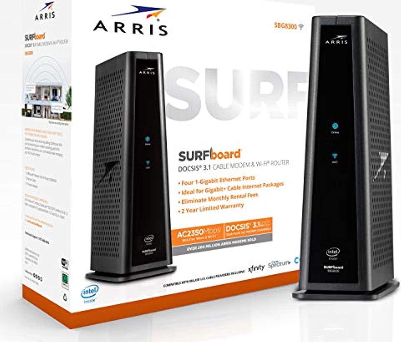 Alt view image 2 of 5 - ARRIS Surfboard SBG8300 DOCSIS 3.1 Gigabit Cable Modem  and  AC2350 Dual Band Wi-Fi Router, Approved for Cox, Spectrum, Xfinity  and  Others (Black)  and  Roku Express HD Streaming Media Player 2019