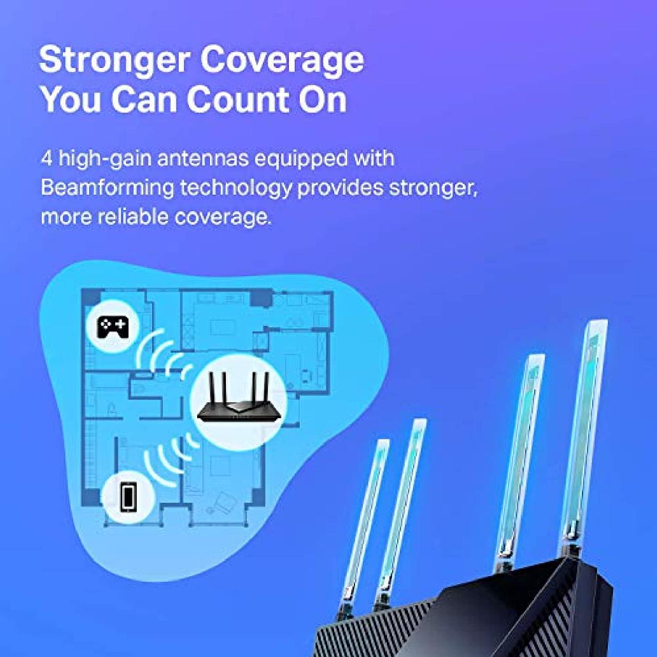 Alt view image 4 of 5 - TP-Link OneMesh WiFi 6 Router AX1800 Smart WiFi Router (Archer AX21) - Dual Band Gigabit Router + TP-Link AX1500 WiFi Extender Internet Booster(RE500X), OneMesh WiFi 6 Range Extender