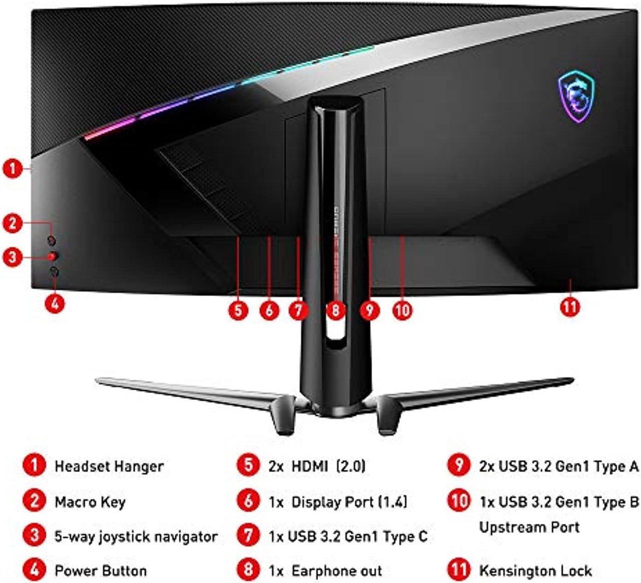 Alt view image 5 of 5 - MSI MPG ARTYMIS 343CQR 1000R Curvature 21:9 Aspect Ratio Anti-Glare Super Narrow Bezel 1ms 3440 x 1440 (UWQHD) 165Hz Refresh Rate Tilt/Swivel/Height Adjustment 34" AMD Freesync Gami (MPGARTYMIS343CQR)