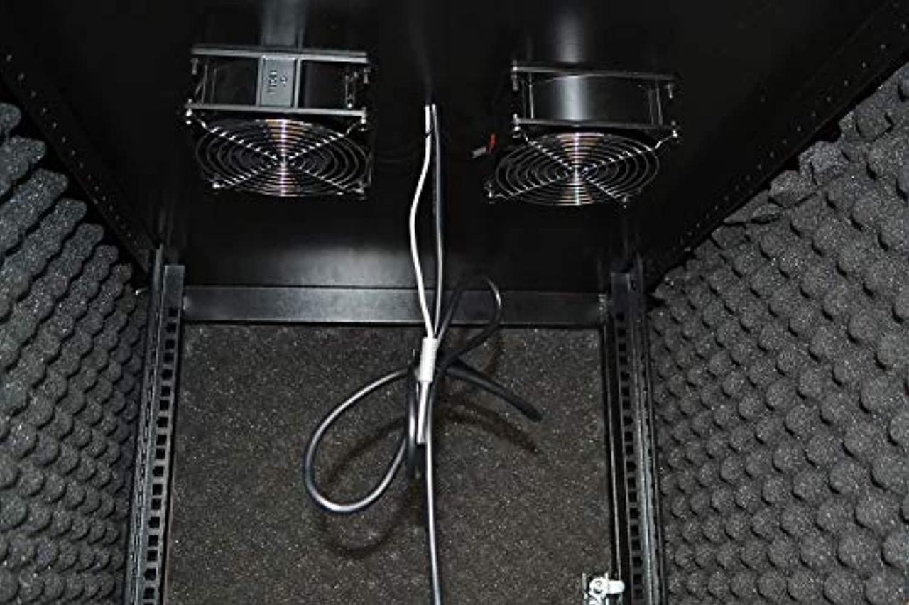 Alt view image 2 of 5 - Soundproof Server Rack Quiet - Acoustic Sound Proof Server Cabinet - Up to 36% Noise Reduction - Locking Server Enclosure - Silent Networking Cabinet - Noise Sound Dampening Box (12U)