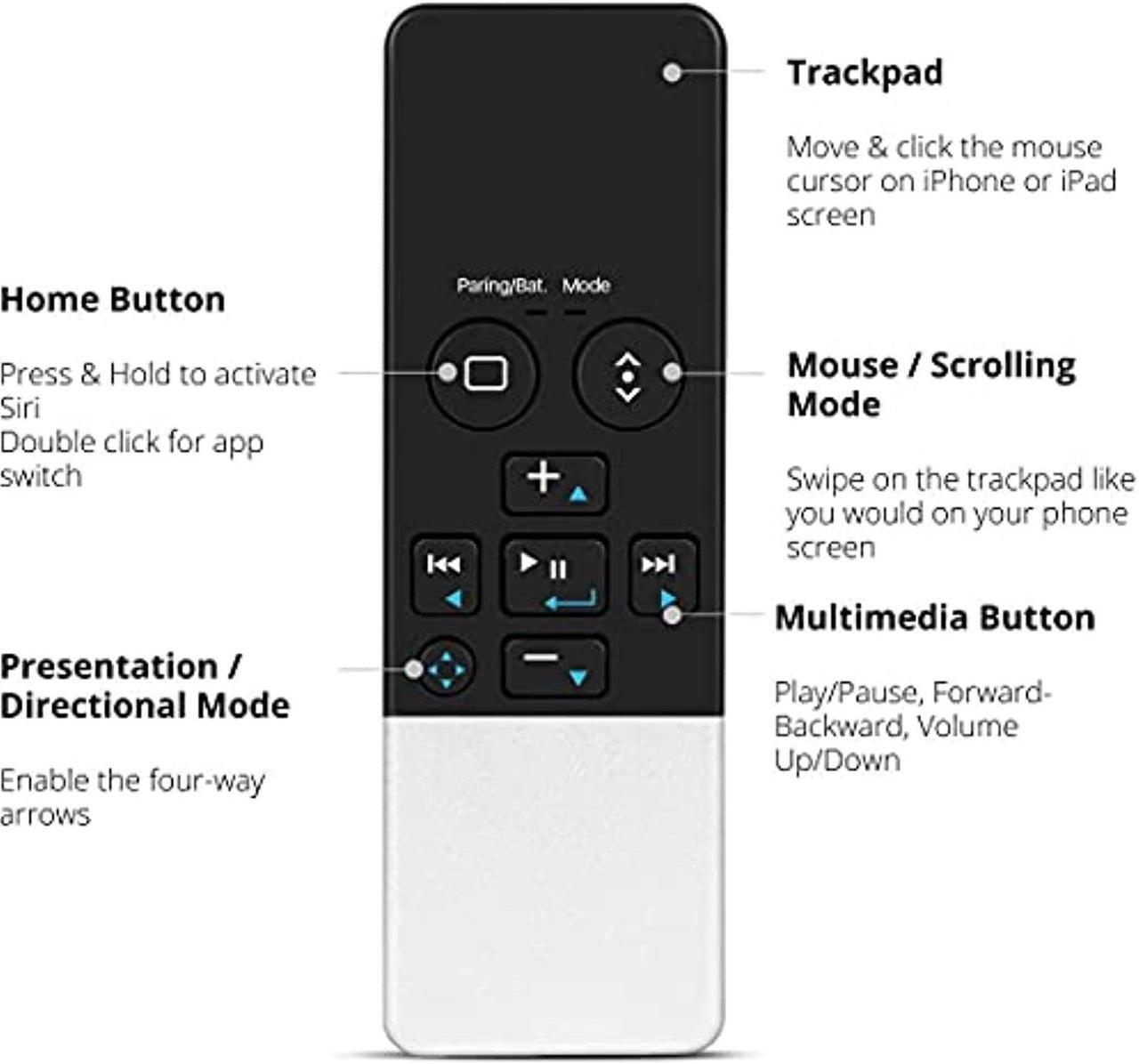 Alt view image 2 of 5 - TNP Bluetooth Remote Control for iPad iPhone - Trackpad Media Presenter for iOS Mac Android Tablet PC - Wireless Camera Shutter, Media Button, Presentation Clicker, iPad Air Pro, MacBook Pro  (BRC200)