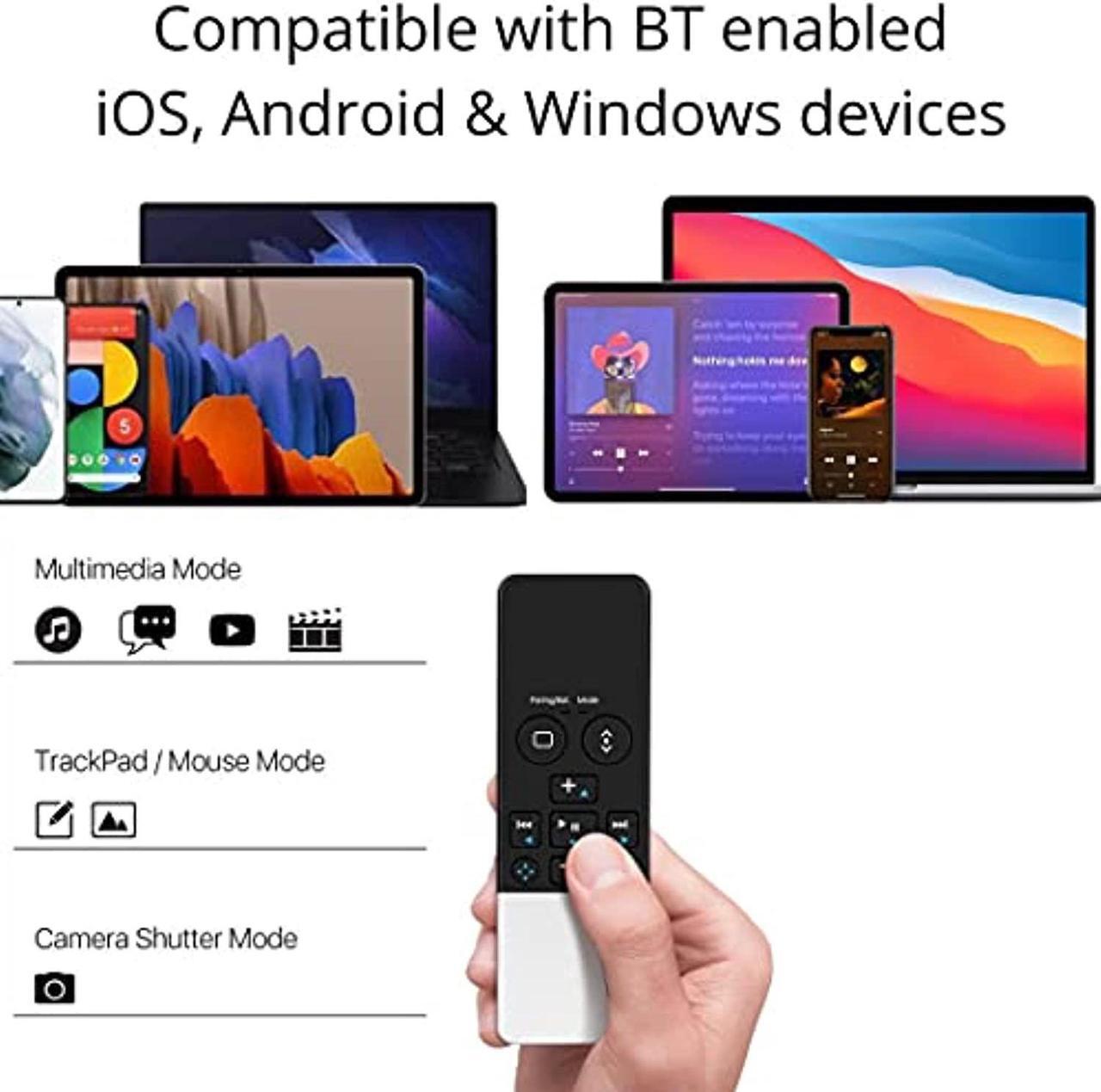 Alt view image 5 of 5 - TNP Bluetooth Remote Control for iPad iPhone - Trackpad Media Presenter for iOS Mac Android Tablet PC - Wireless Camera Shutter, Media Button, Presentation Clicker, iPad Air Pro, MacBook Pro  (BRC200)