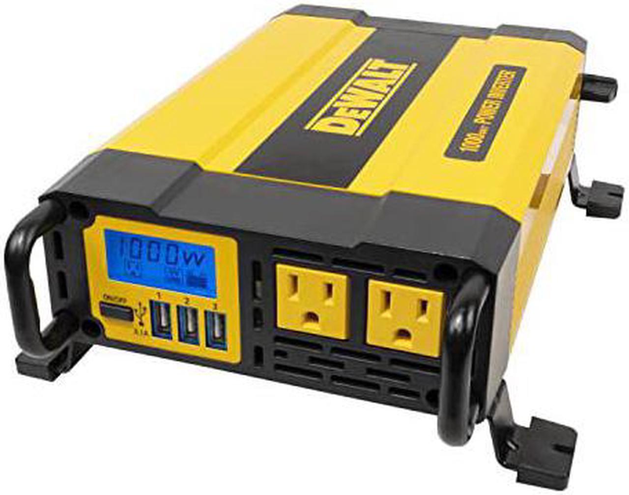 Main image of DEWALT DXAEPI1000 Power Inverter 1000W Car Converter with LCD Display: Dual 120V AC Outlets, 3.1A USB Ports, Battery Clamps (DXAEPI1000)