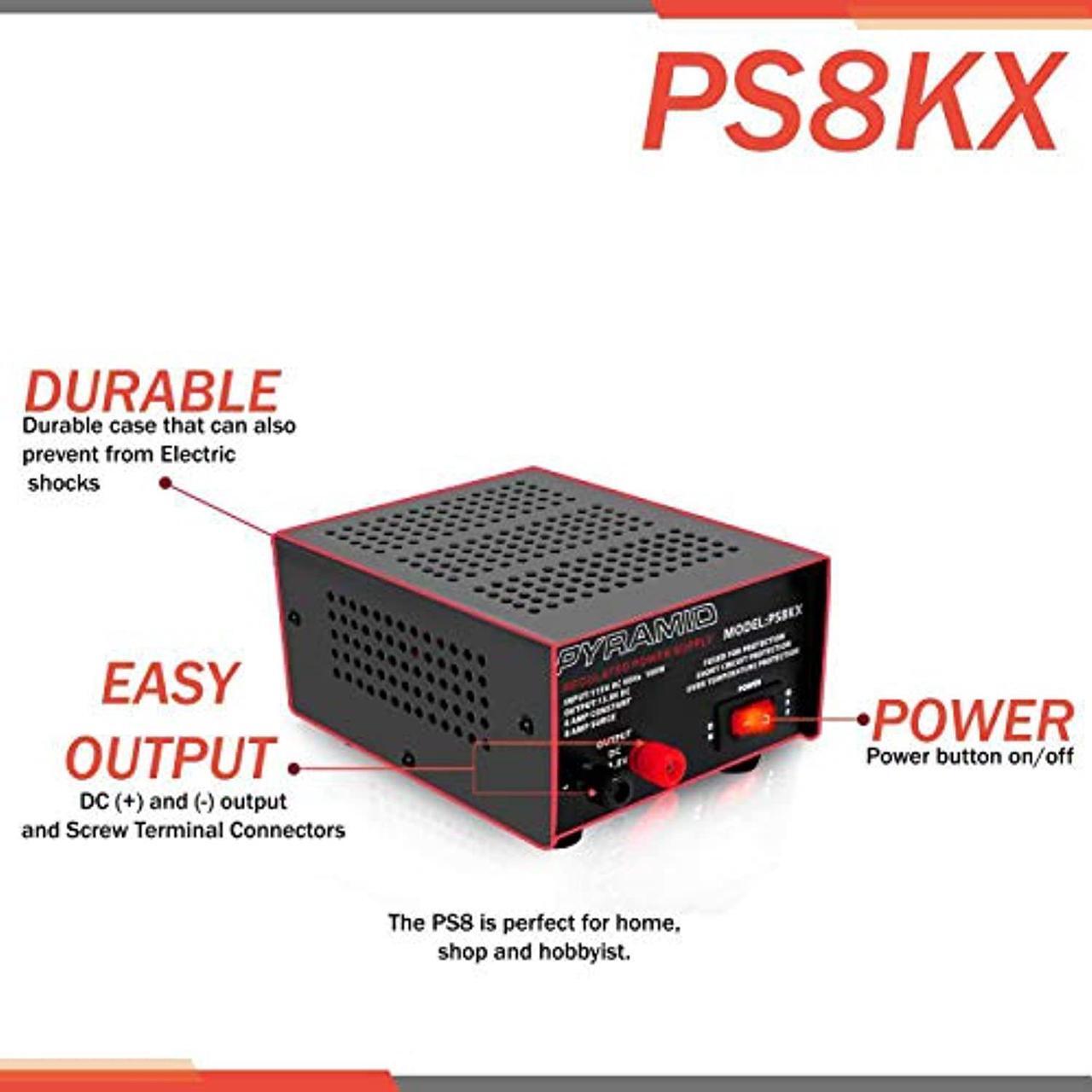 Alt view image 3 of 5 - Universal Compact Bench Power Supply - 6 Amp Linear Regulated Home Lab Benchtop AC-to-DC 12V Converter w/ 13.8 Volt DC 115V AC 100 Watt Power Input, Screw Type Terminals - Pyramid PS8KX (PS8KX)