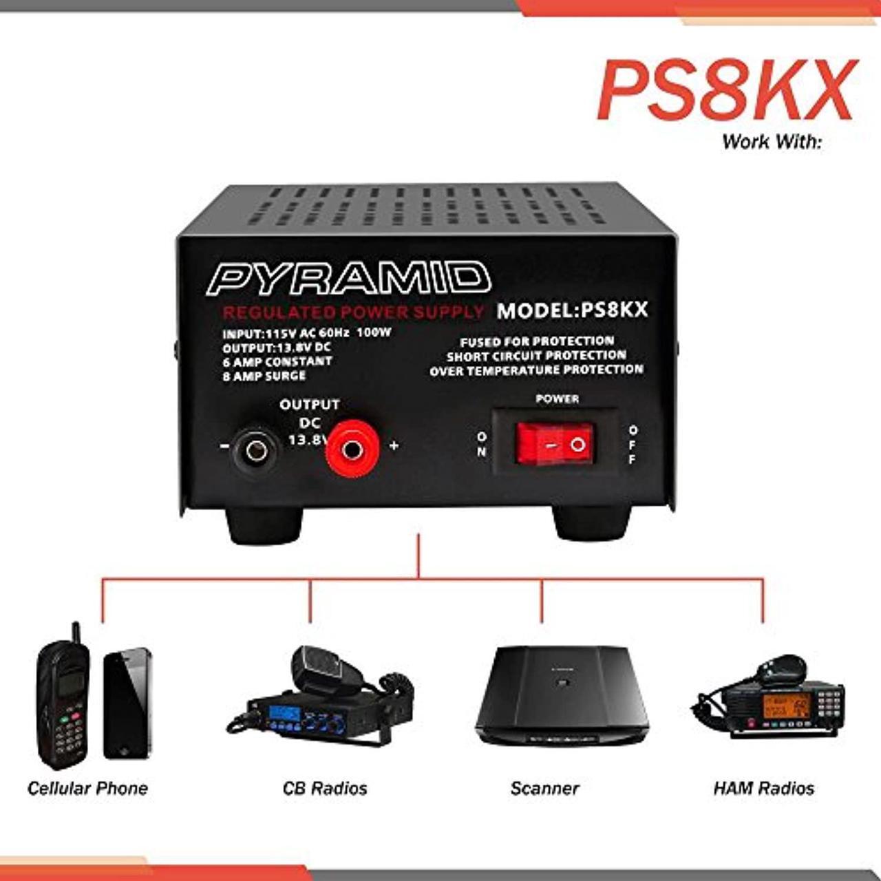 Alt view image 4 of 5 - Universal Compact Bench Power Supply - 6 Amp Linear Regulated Home Lab Benchtop AC-to-DC 12V Converter w/ 13.8 Volt DC 115V AC 100 Watt Power Input, Screw Type Terminals - Pyramid PS8KX (PS8KX)