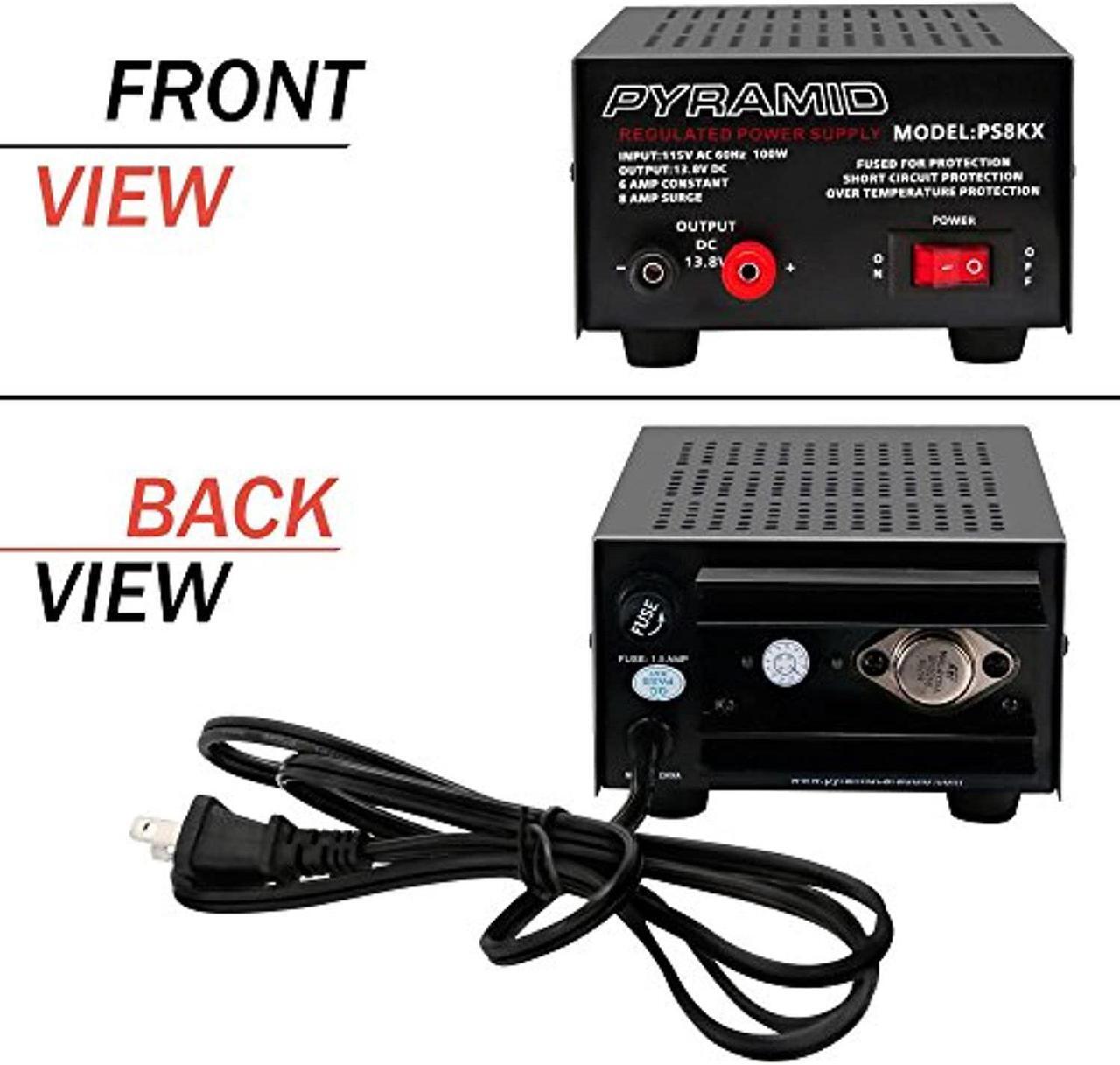 Alt view image 2 of 5 - Universal Compact Bench Power Supply - 6 Amp Linear Regulated Home Lab Benchtop AC-to-DC 12V Converter w/ 13.8 Volt DC 115V AC 100 Watt Power Input, Screw Type Terminals - Pyramid PS8KX (PS8KX)