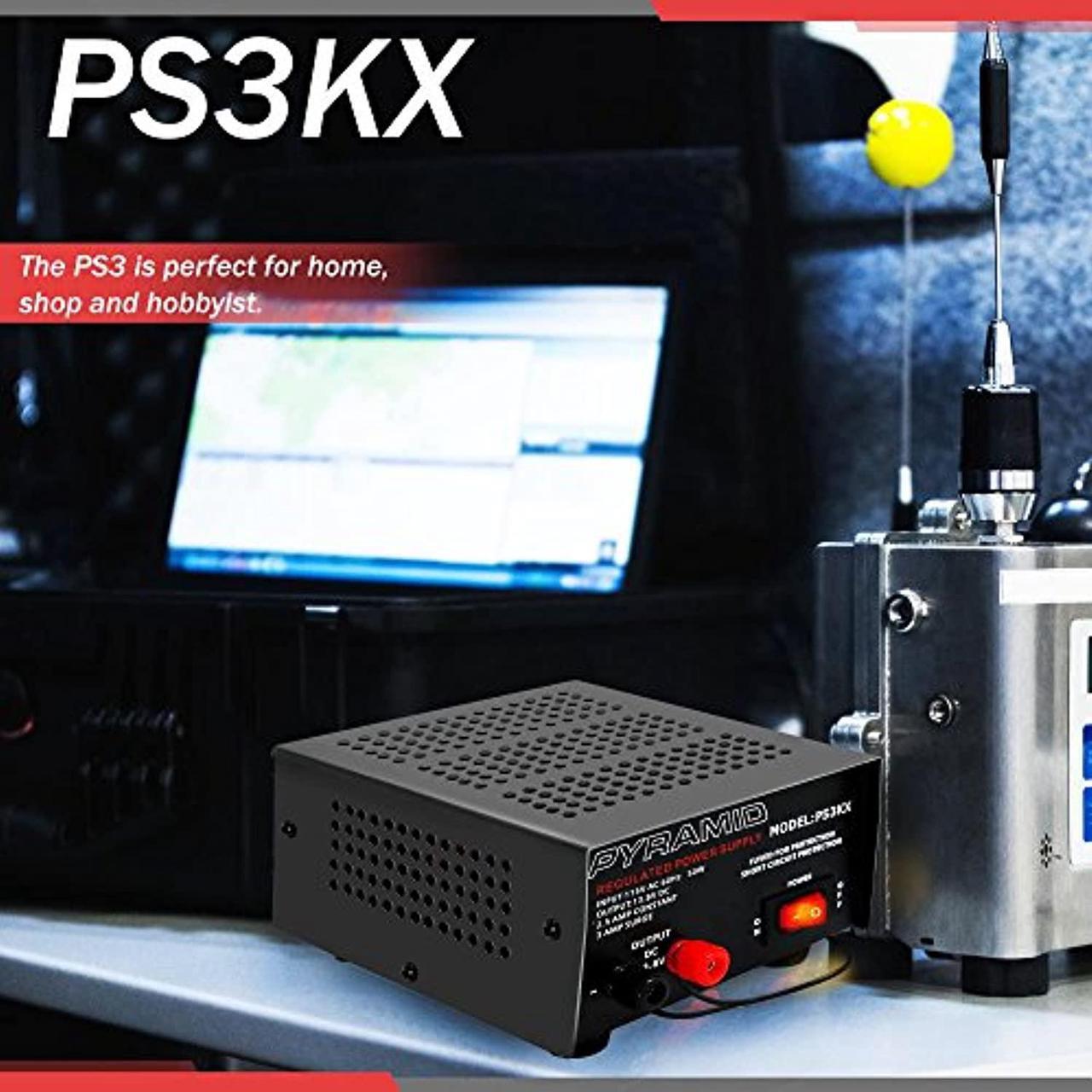 Alt view image 5 of 5 - Universal Compact Bench Power Supply - 2.5 Amp Linear Regulated Home Lab Benchtop AC-to-DC 12V Converter w/ 13.8 Volt DC 115V AC 50 Watt Power Input, Screw Type Terminals, Cooling Fan - Pyramid PS3KX