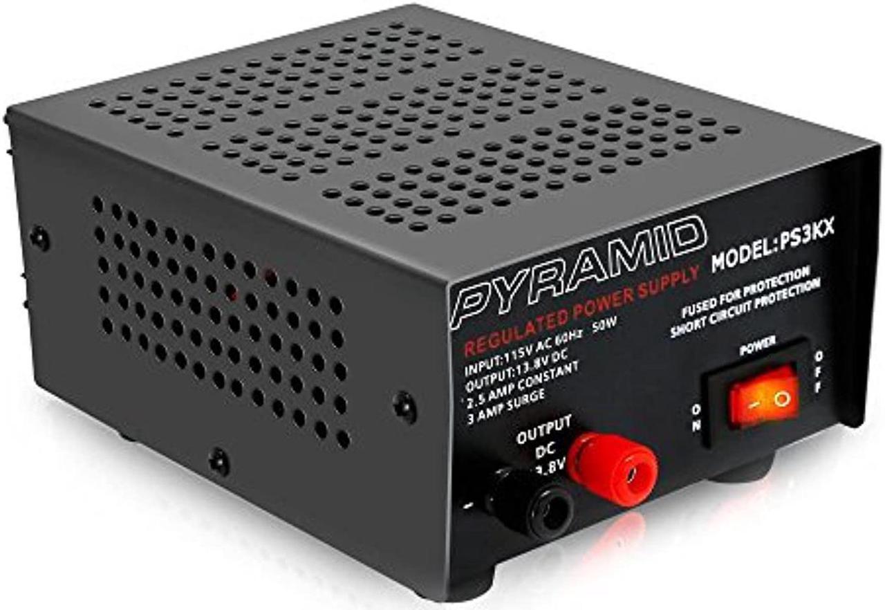 Main image of Universal Compact Bench Power Supply - 2.5 Amp Linear Regulated Home Lab Benchtop AC-to-DC 12V Converter w/ 13.8 Volt DC 115V AC 50 Watt Power Input, Screw Type Terminals, Cooling Fan - Pyramid PS3KX