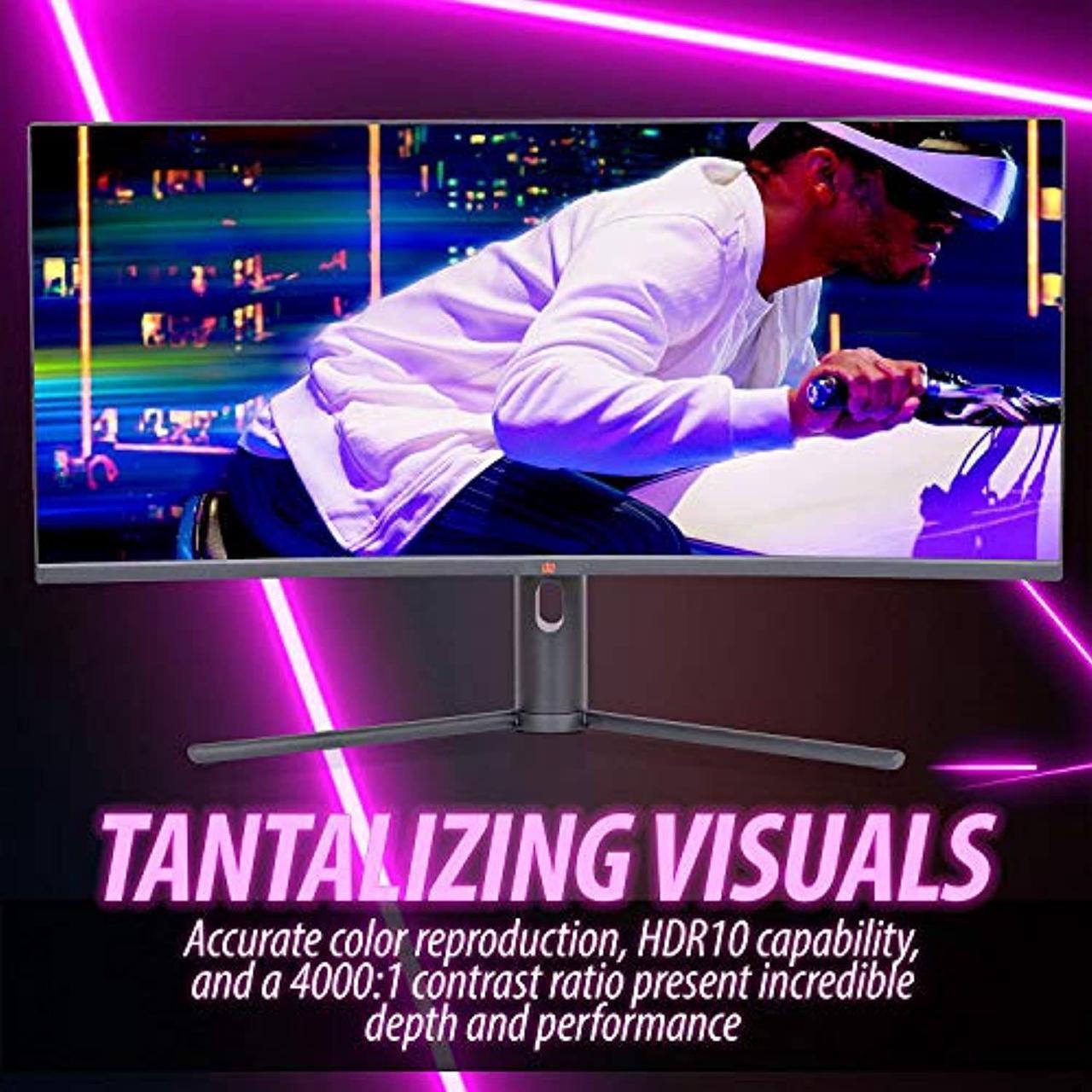 Alt view image 4 of 8 - deco gear 34" 3440x1440 21:9 ultrawide curved monitor, 144hz, hdr10, 4000:1 contrast ratio, 99% srgb, 16.7 million colors, adaptive sync, blue light reduction