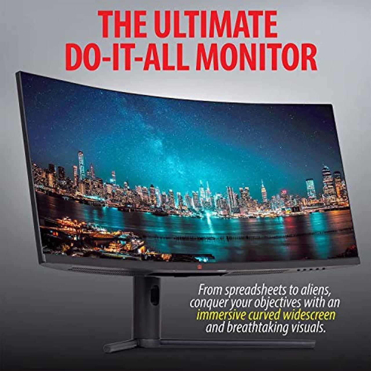 Alt view image 3 of 8 - deco gear 34" 3440x1440 21:9 ultrawide curved monitor, 144hz, hdr10, 4000:1 contrast ratio, 99% srgb, 16.7 million colors, adaptive sync, blue light reduction