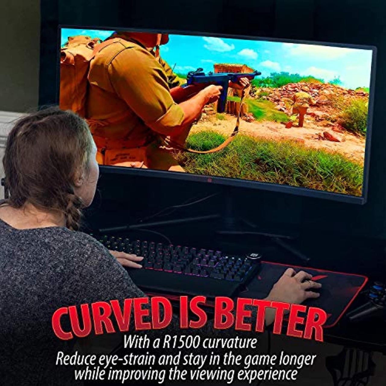 Alt view image 5 of 8 - deco gear 34" 3440x1440 21:9 ultrawide curved monitor, 144hz, hdr10, 4000:1 contrast ratio, 99% srgb, 16.7 million colors, adaptive sync, blue light reduction