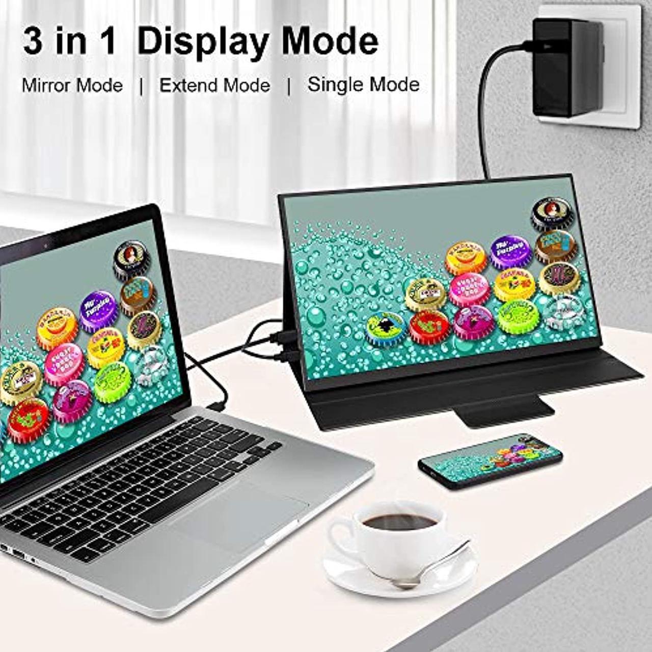Alt view image 4 of 6 - hongo 100% srgb portable monitor 15.6 inch metal frame 2nd monitor fhd 1080p hdr ips computer screen with usb c hdmi dual speak