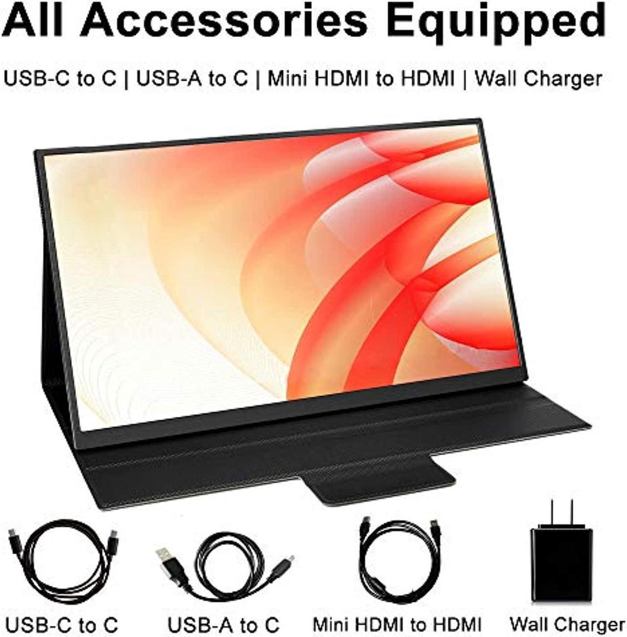 Alt view image 6 of 6 - hongo 100% srgb portable monitor 15.6 inch metal frame 2nd monitor fhd 1080p hdr ips computer screen with usb c hdmi dual speak