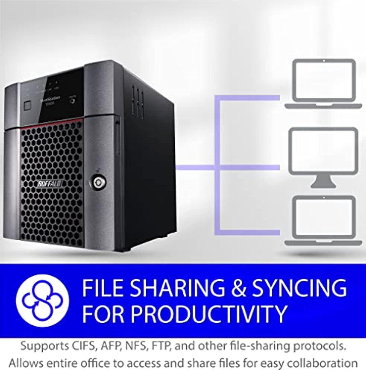Alt view image 2 of 5 - BUFFALO TeraStation 3420DN 4-Bay Desktop NAS 8TB (2x4TB) with HDD NAS Hard Drives Included 2.5GBE / Computer Network Attached Storage / Private Cloud / NAS Storage/ Network Storage / Fi (TS3420DN0802)
