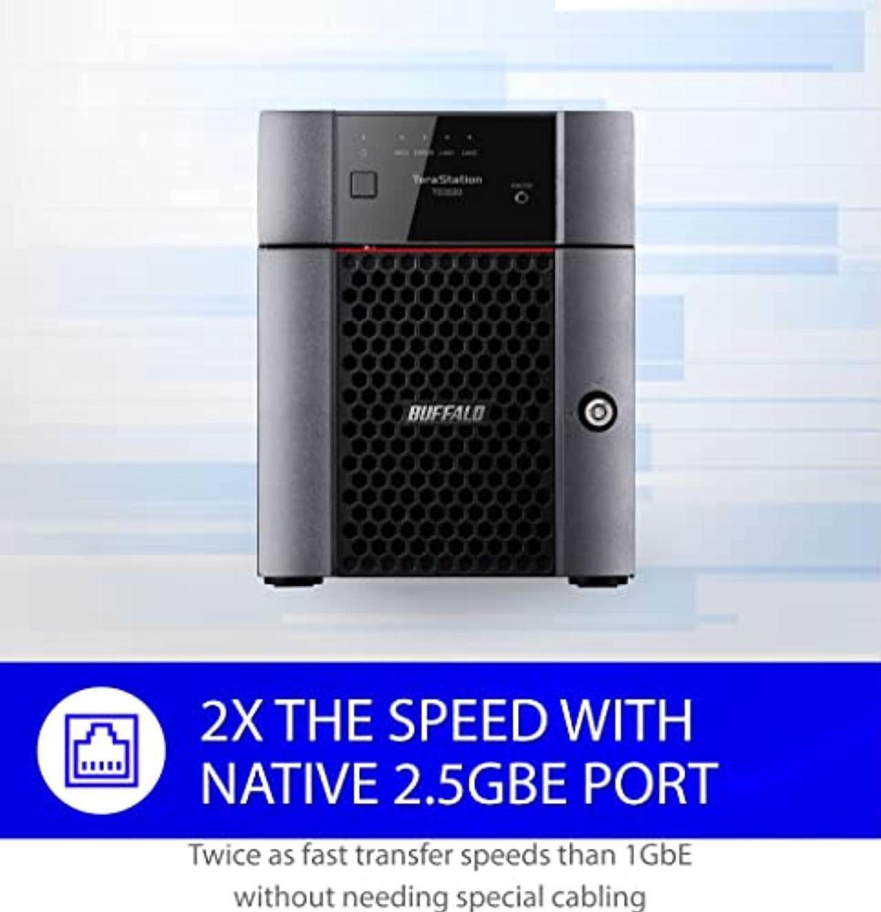 Alt view image 4 of 5 - BUFFALO TeraStation 3420DN 4-Bay Desktop NAS 8TB (2x4TB) with HDD NAS Hard Drives Included 2.5GBE / Computer Network Attached Storage / Private Cloud / NAS Storage/ Network Storage / Fi (TS3420DN0802)
