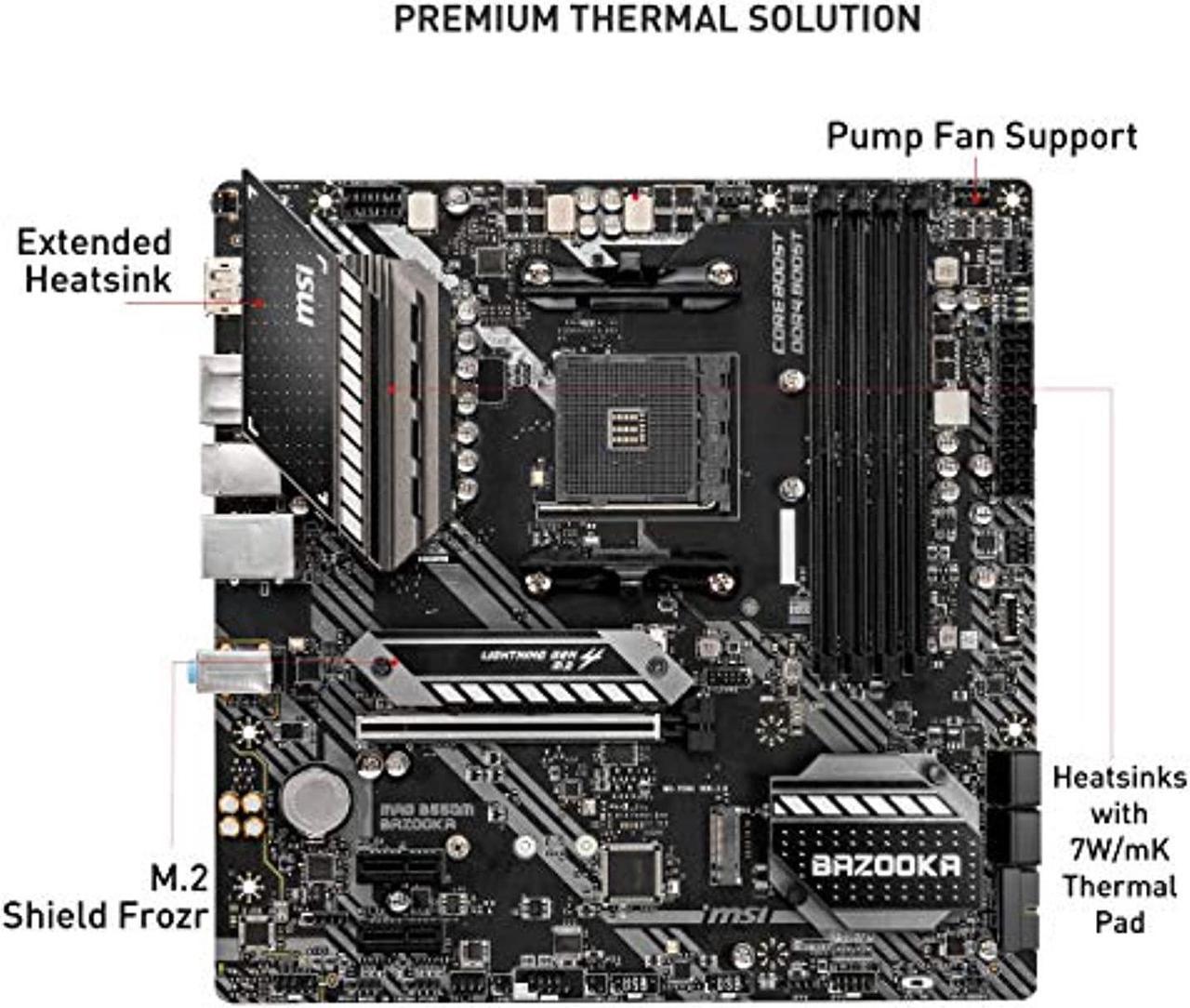 MSI MAG B550M Bazooka Gaming Motherboard (AMD AM4, DDR4, PCIe 4.0, SATA 6Gb/s, M.2, USB 3.2 Gen 1, HDMI/DP, Micro-ATX) (MAGB550MBAZOOKA)