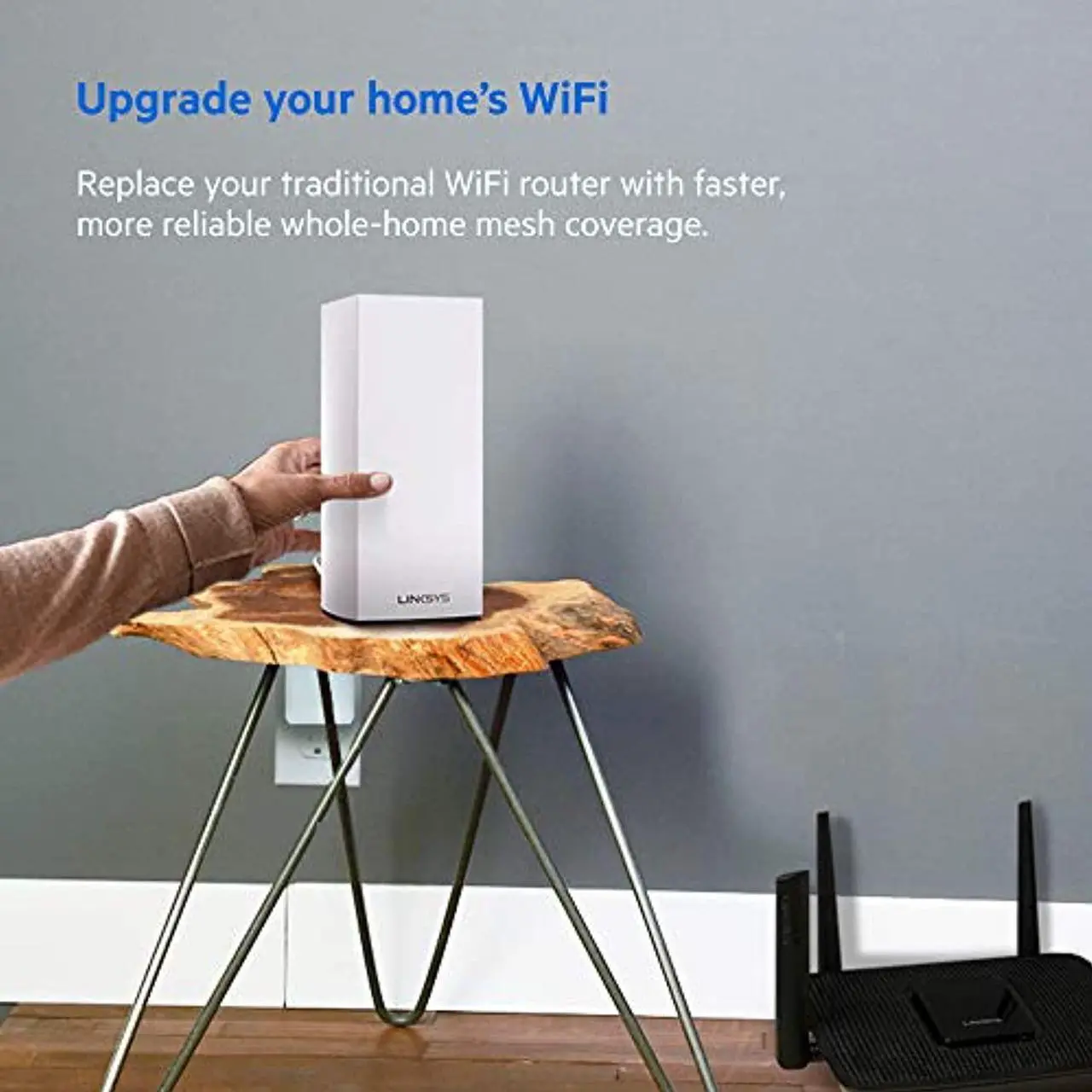 Alt view image 3 of 5 - Linksys MX5300 Velop AX Whole Home WiFi 6 System: Wireless Router and Extender, Gigabit Ethernet Ports, 5.3 Gbps, 3,000 sq ft, 50 devices (1-Pack) (MX5300-AH)