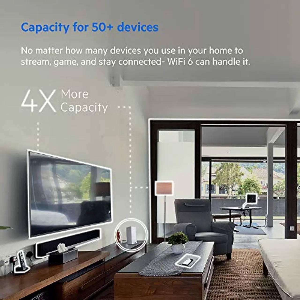 Alt view image 2 of 5 - Linksys MX5300 Velop AX Whole Home WiFi 6 System: Wireless Router and Extender, Gigabit Ethernet Ports, 5.3 Gbps, 3,000 sq ft, 50 devices (1-Pack) (MX5300-AH)