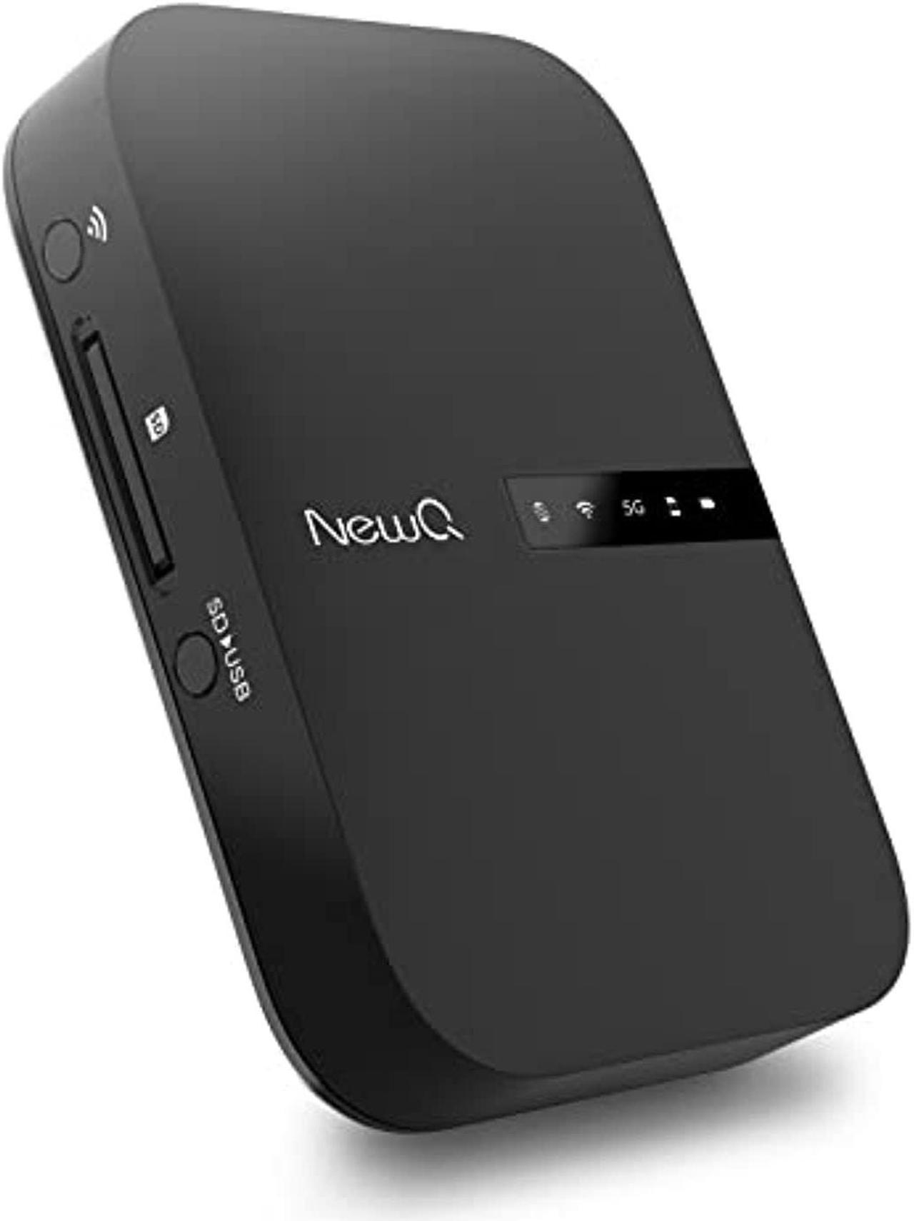 NewQ Filehub AC750 Travel Router: Portable Hard Drive SD Card Reader  and  Mini WiFi Range Extender for Travel | Wireless Access External Harddrive  and  USB Storage Device to Backup Photo  and  Files