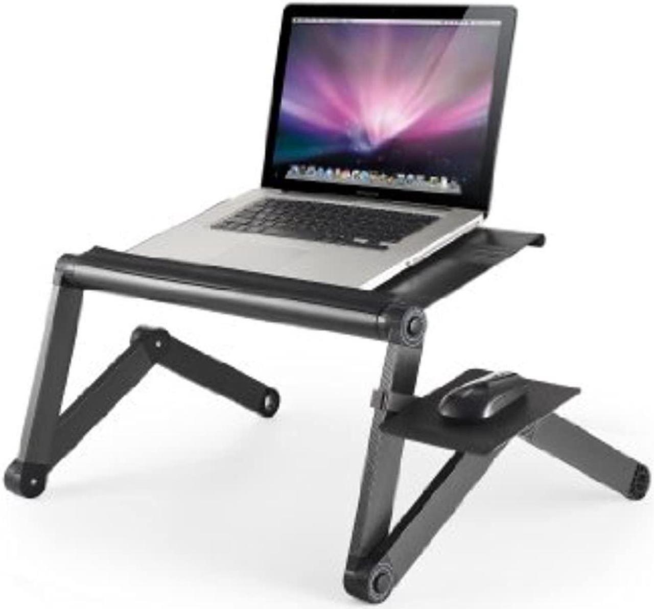 Alt view image 2 of 5 - WorkEZ Cool Adjustable Laptop Stand Ergonomic Lap Desk Standing Desk Converter for Laptops Computer 2 Fans 3 USB Ports Mouse Pad height tilt angle aluminum bed couch riser table tray desktop black