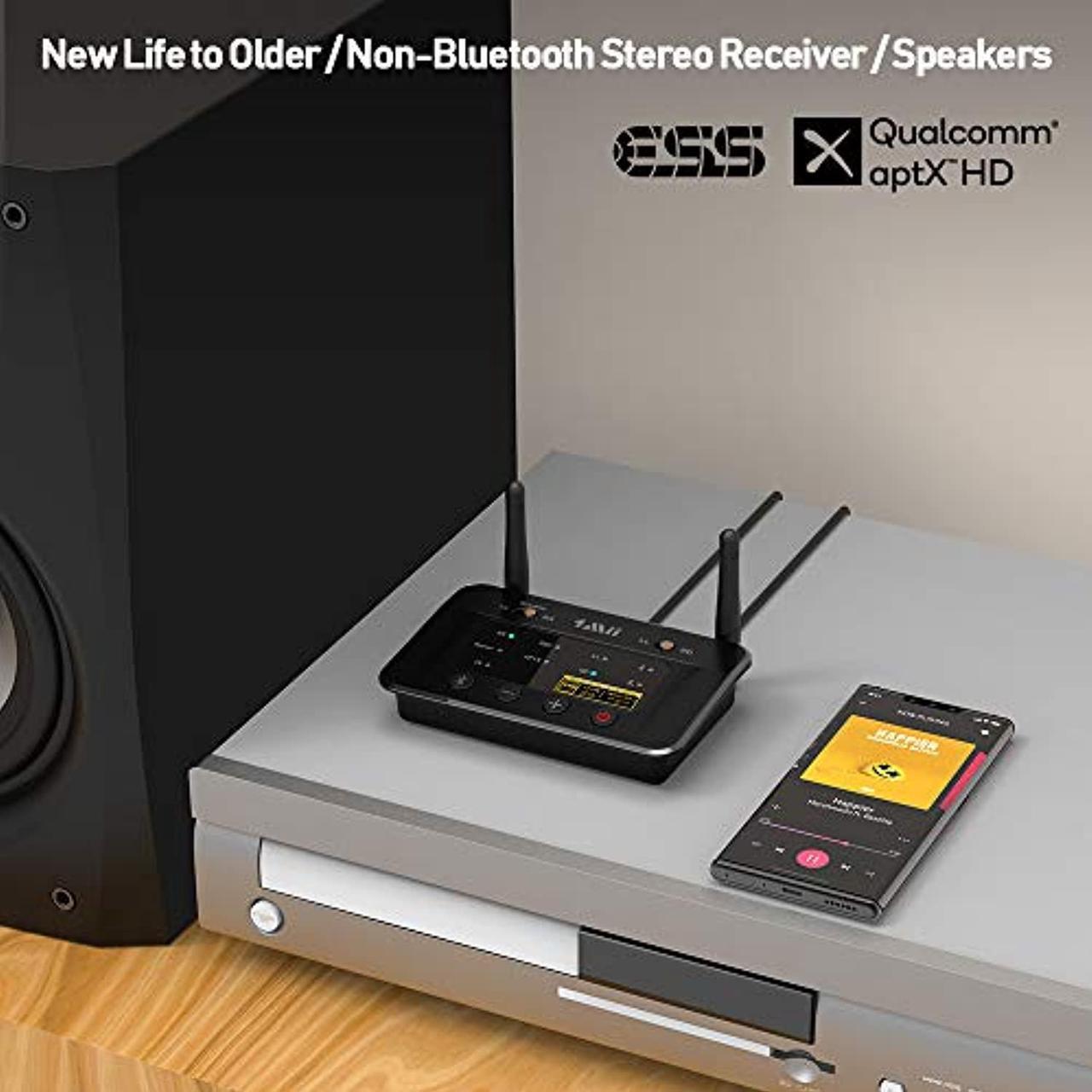 Alt view image 5 of 5 - 1Mii Bluetooth 5.0 Transmitter Receiver for Home Stereo TV, HiFi Wireless Audio Adapter with Audiophile ESS DAC  and  AptX HD/Low Latency, Long Range, Optical RCA AUX 3.5mm Outputs/Inputs