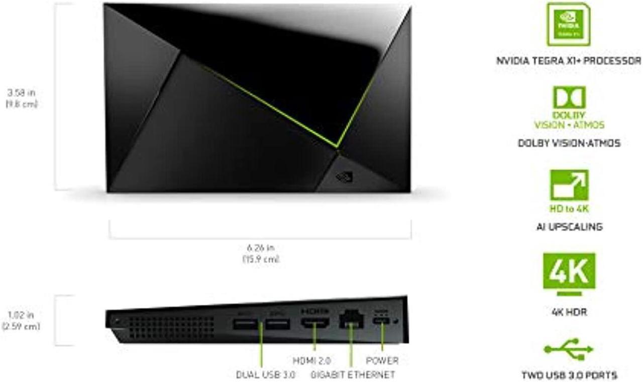 Main image of NVIDIA SHIELD Android TV Pro 4K HDR Streaming Media Player; High Performance, Dolby Vision, 3GB RAM, 2x USB, Works with Alexa (945-12897-2500-101)