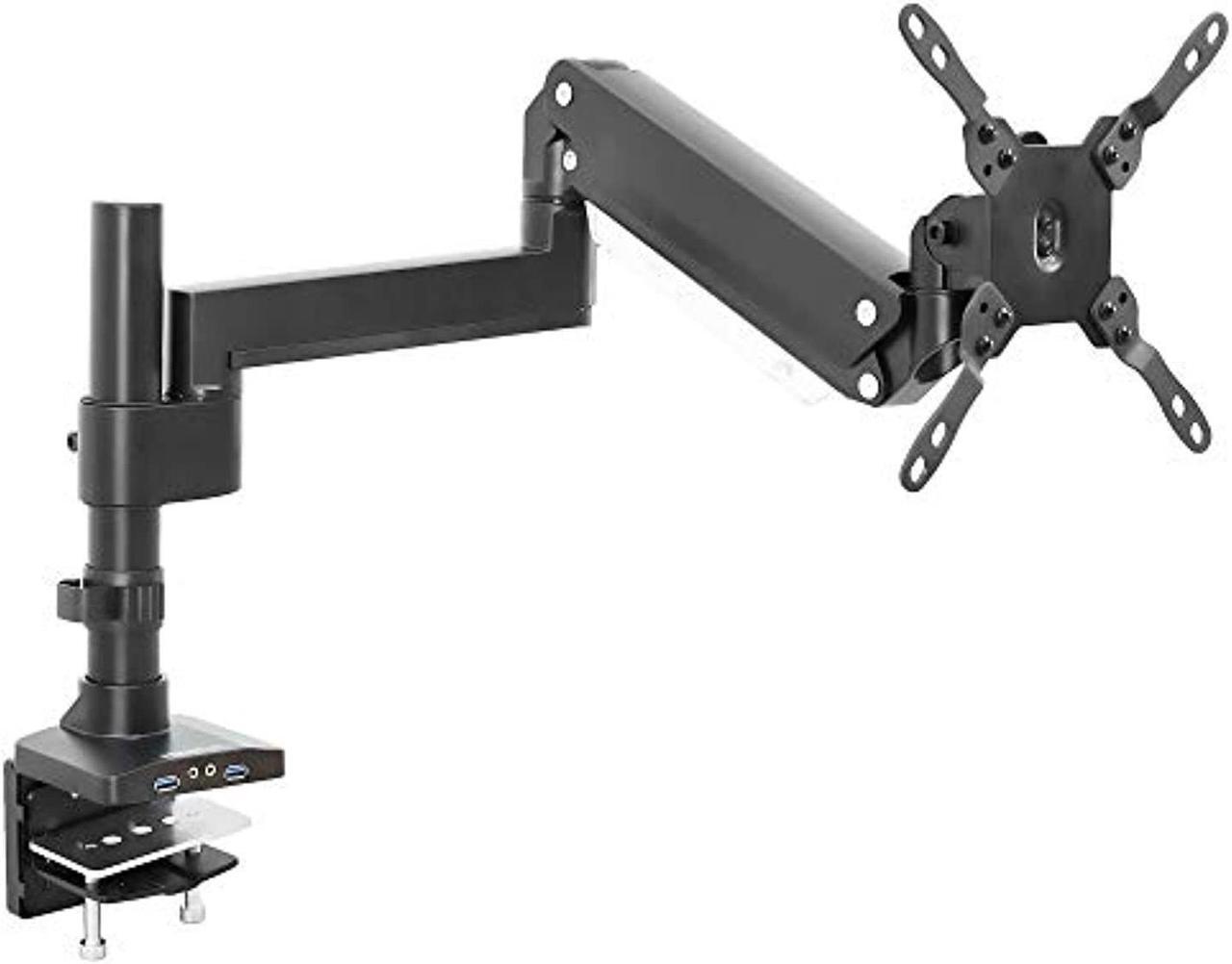 Main image of Mount-It! Premium Single Monitor Arm Desk Mount | Gas Spring Arm Fits up to 35 Inches and 33 Pounds | 2 x USB 3.0 and Audio Port | C-Clamp and Grommet Bases | VESA 75 100 200 | Aluminum | Bl (MI-4771)