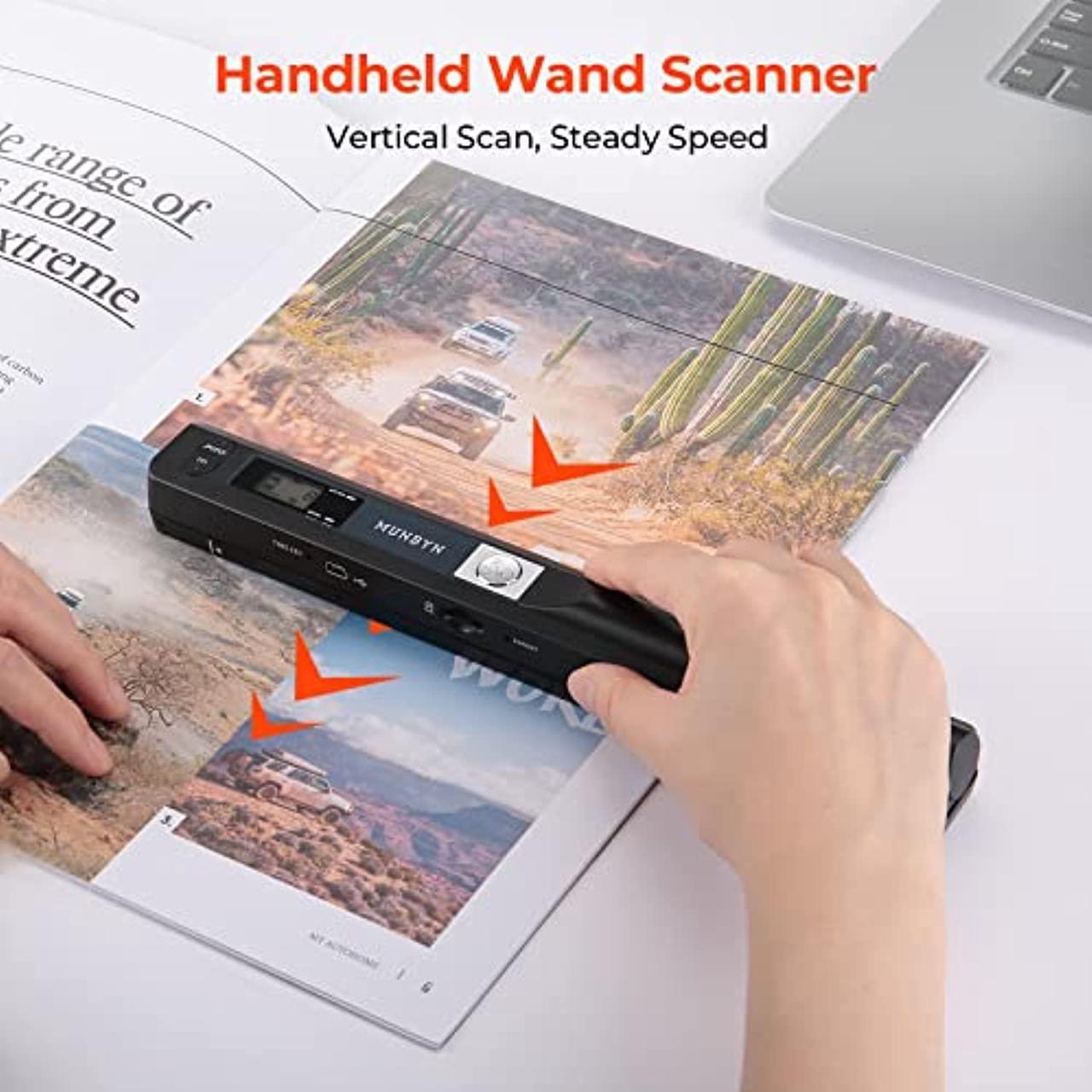 Alt view image 3 of 5 - MUNBYN Portable Scanner, Photo Scanner for A4 Documents Pictures Pages Texts in 900 Dpi, Flat Scanning, Include 16G SD Card, Wand Document Scanner Uploads Images to Computer Via USB  (MU-IDS001-BK-US)