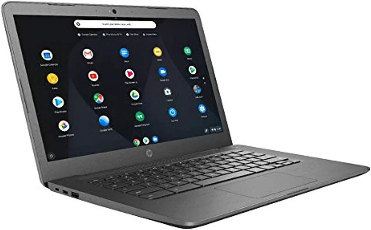 Alt view image 3 of 5 - 2020 HP 14" HD Display Chromebook, AMD A4-9120C CPU, 4GB RAM, 32GB eMMC, HD Webcam, Bang and Olufsen Audio, AMD Radeon R4 Graphics, Media Card Reader, USB-C, Chrome OS, Gray, 128GB Snow Bell USB Card