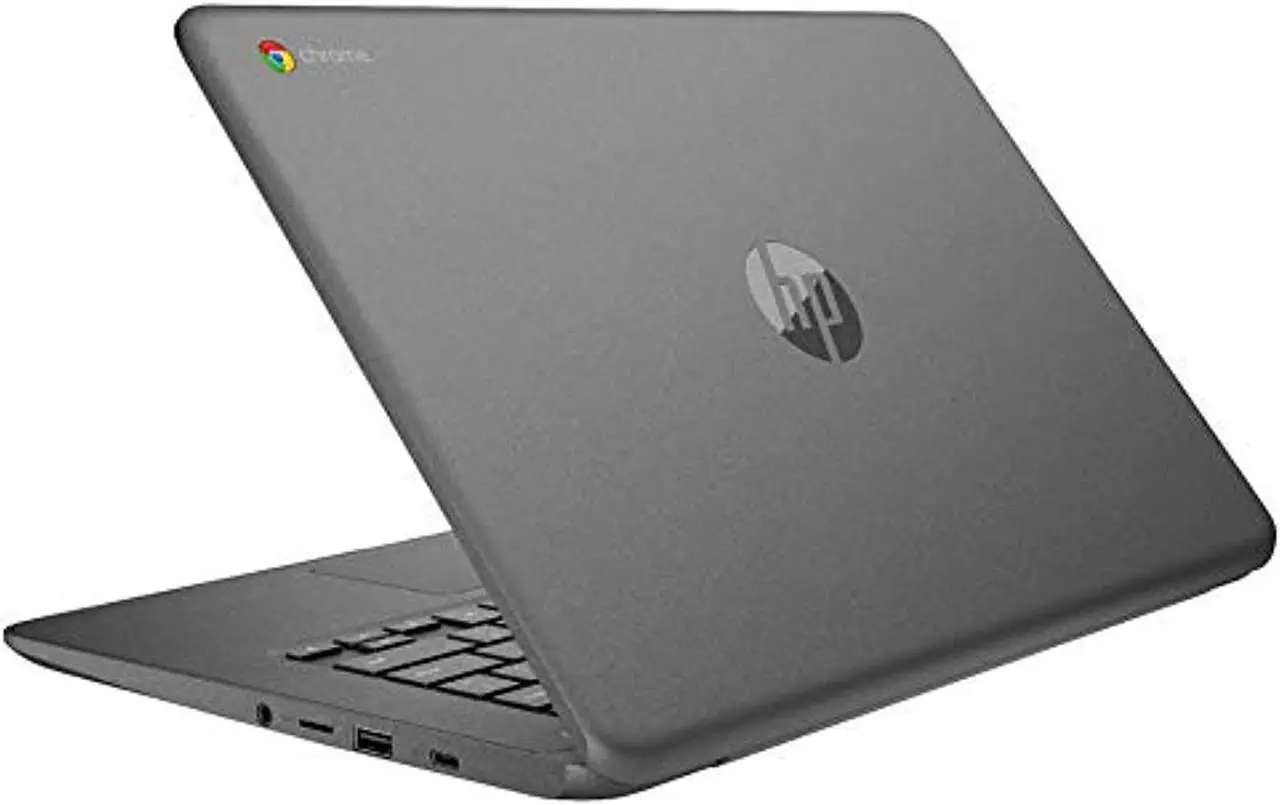 Alt view image 4 of 5 - 2020 HP 14" HD Display Chromebook, AMD A4-9120C CPU, 4GB RAM, 32GB eMMC, HD Webcam, Bang and Olufsen Audio, AMD Radeon R4 Graphics, Media Card Reader, USB-C, Chrome OS, Gray, 128GB Snow Bell USB Card