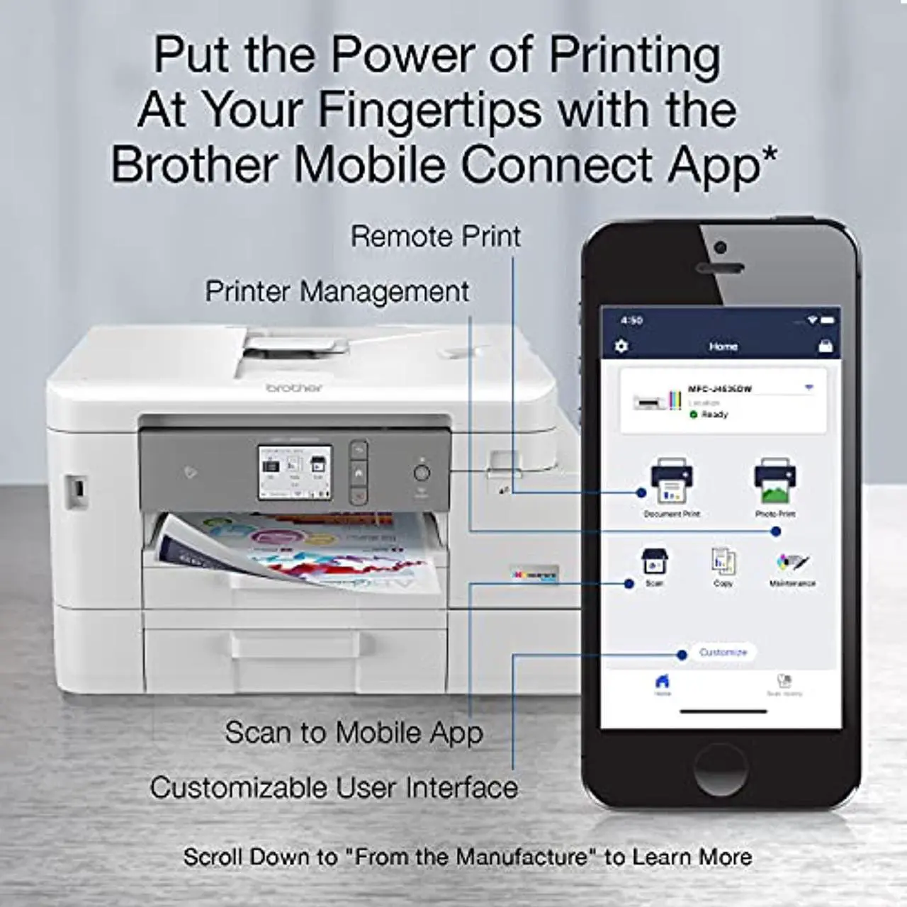 Alt view image 4 of 6 - Brother MFC-J4535DW INKvestment Tank All-in-One Color Inkjet Printer with NFC, Duplex and Wireless Printing Plus Up to 1-Year of Ink in-Box (MFCJ4535DW)
