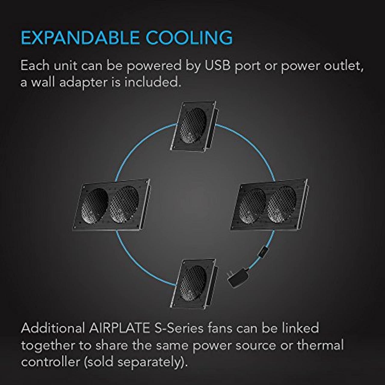 Alt view image 5 of 5 - AC Infinity AIRPLATE S7, Quiet Cooling Fan System 12" with Speed Control, for Home Theater AV Cabinets (AI-CFD120BA)