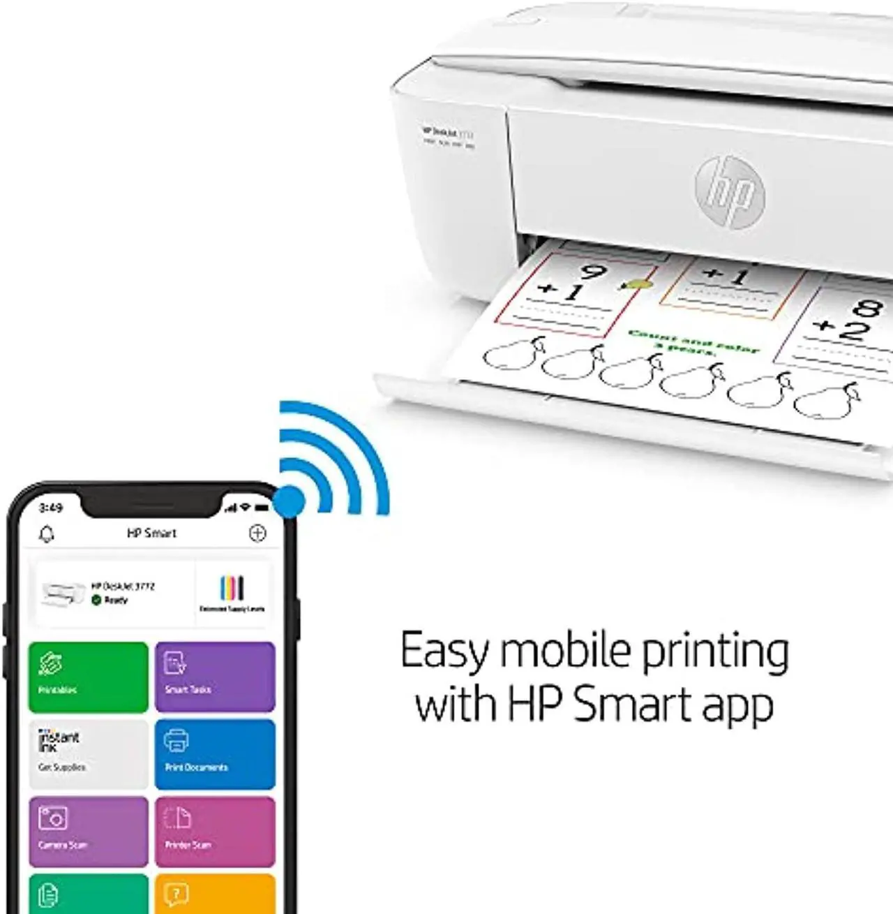 Alt view image 3 of 5 - HP DeskJet 3772 All-in-One Wireless Color Inkjet Printer, Scan and Copy, Instant Ink Ready, T8W88A (Renewed) (T8W88A)