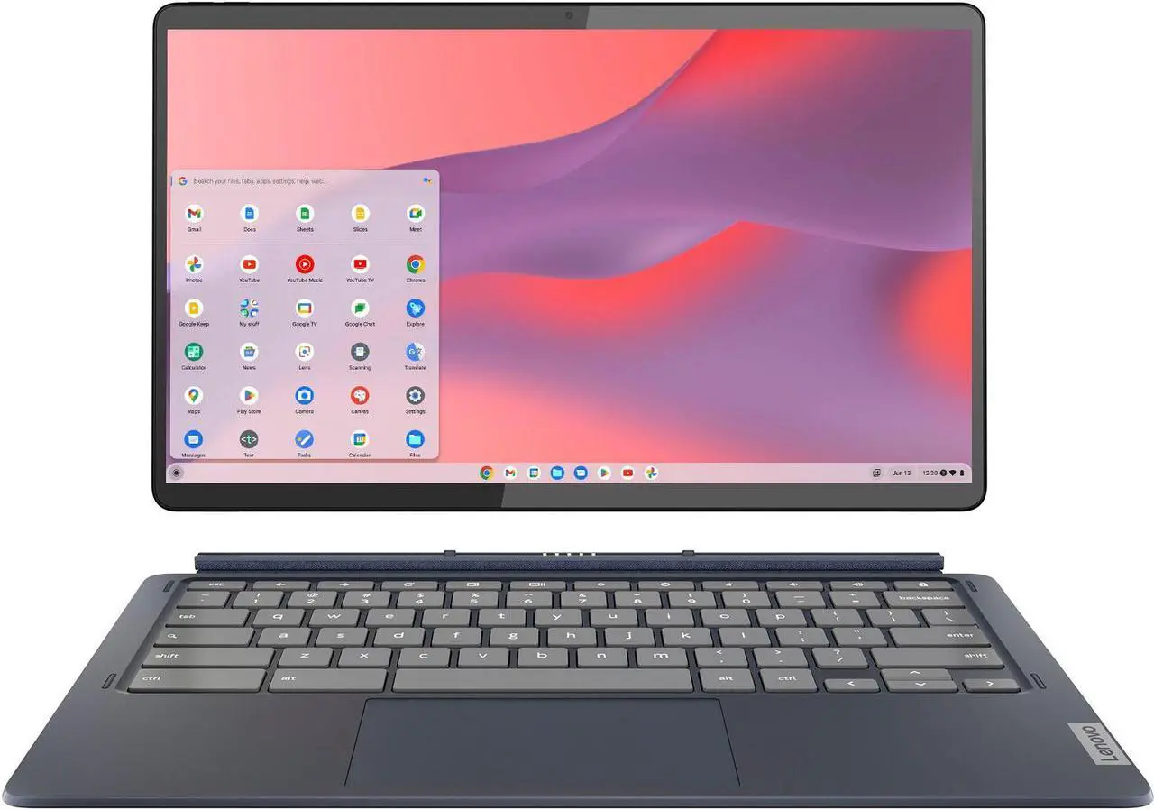 Alt view image 2 of 3 - Lenovo - IdeaPad Duet 5 Chromebook - 13.3" OLED 1920x1080 Touch 2in1 Tablet - Snapdragon 7cG2 - 8GB - 128GB eMMC - with Keyboard - Abyss Blue (82QS001HUS)