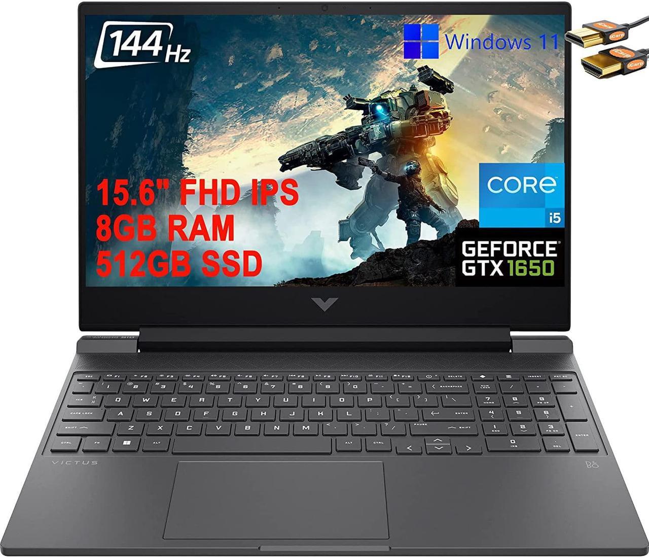 HP Victus 15 Gaming Laptop 15.6" FHD IPS 144Hz Display 12th Gen Intel Octa-Core i5-12450H (Beats i7-11370H) 8GB RAM 512GB SSD GeForce GTX 1650 4GB Backlit KB B and O Audio USB-C Win11 + HDMI Cable