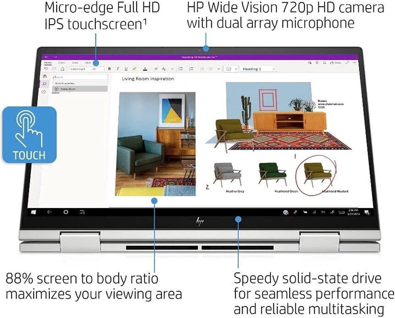 Alt view image 2 of 5 - HP Envy x360 2-in-1 15.6" Touchscreen Laptop, Intel Core i5-1135G7, Intel Iris Xe Graphics, 16GB DDR4 RAM, 512GB PCIE SSD, Backlit Keyboard, Fingerprint, Stylus Pen, Windows 11 Pro, Silver