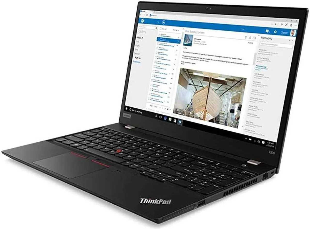 Alt view image 3 of 5 - Lenovo ThinkPad T590 Laptop - 15.6" FHD IPS - 1.6GHz Intel Core i5-8265U Quad-Core - 256GB SSD - 8GB - Windows 10 Pro (20N4001NUS)