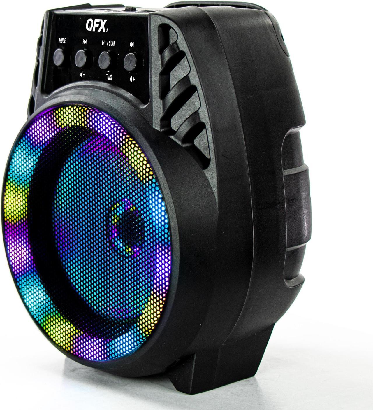 Alt view image 2 of 3 - QFX - Portable Bluetooth Rechargeable Speaker with LED Party Lights - Black (BT-64-BLK)