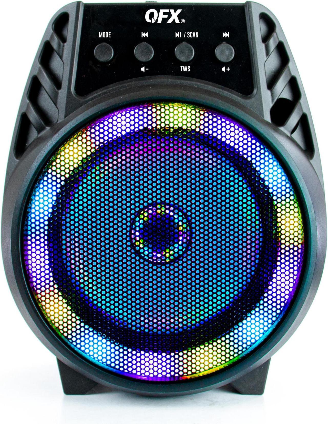 Main image of QFX - Portable Bluetooth Rechargeable Speaker with LED Party Lights - Black (BT-64-BLK)