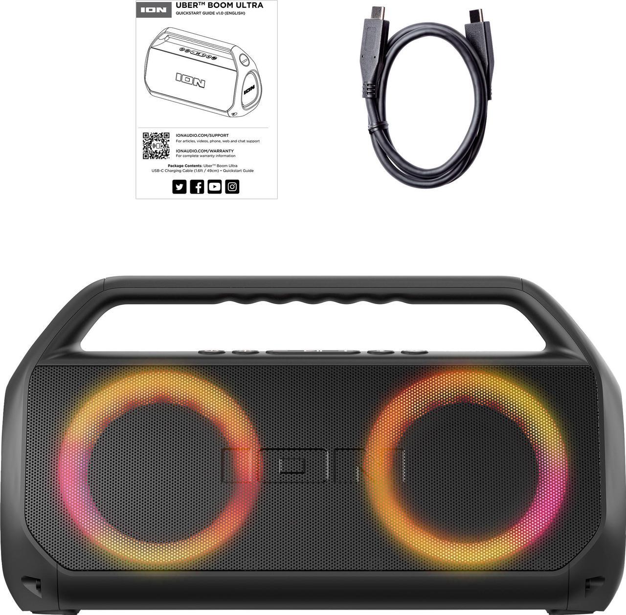 Alt view image 3 of 3 - ION Audio - Uber Boom Ultra Water Resistant Bluetooth Stereo Boombox with Lights - Black (UBERBOOMULTRAXUS)