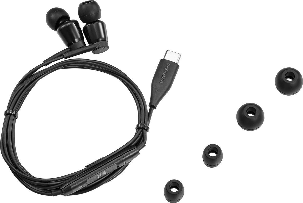 Alt view image 3 of 3 - Insignia - USB-C Wired Earbud Headphone - Black (NS-HPUSBC23)