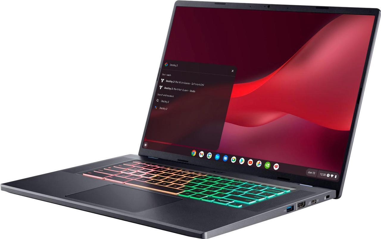 Alt view image 2 of 3 - Acer - Chromebook 516 GE Cloud Gaming Laptop - 16" 2560x1600 120Hz - Intel Core i5-1240P - 8GB RAM - 256GB SSD - RGB KB - Titanium Gray (CBG516-1H-53TY)