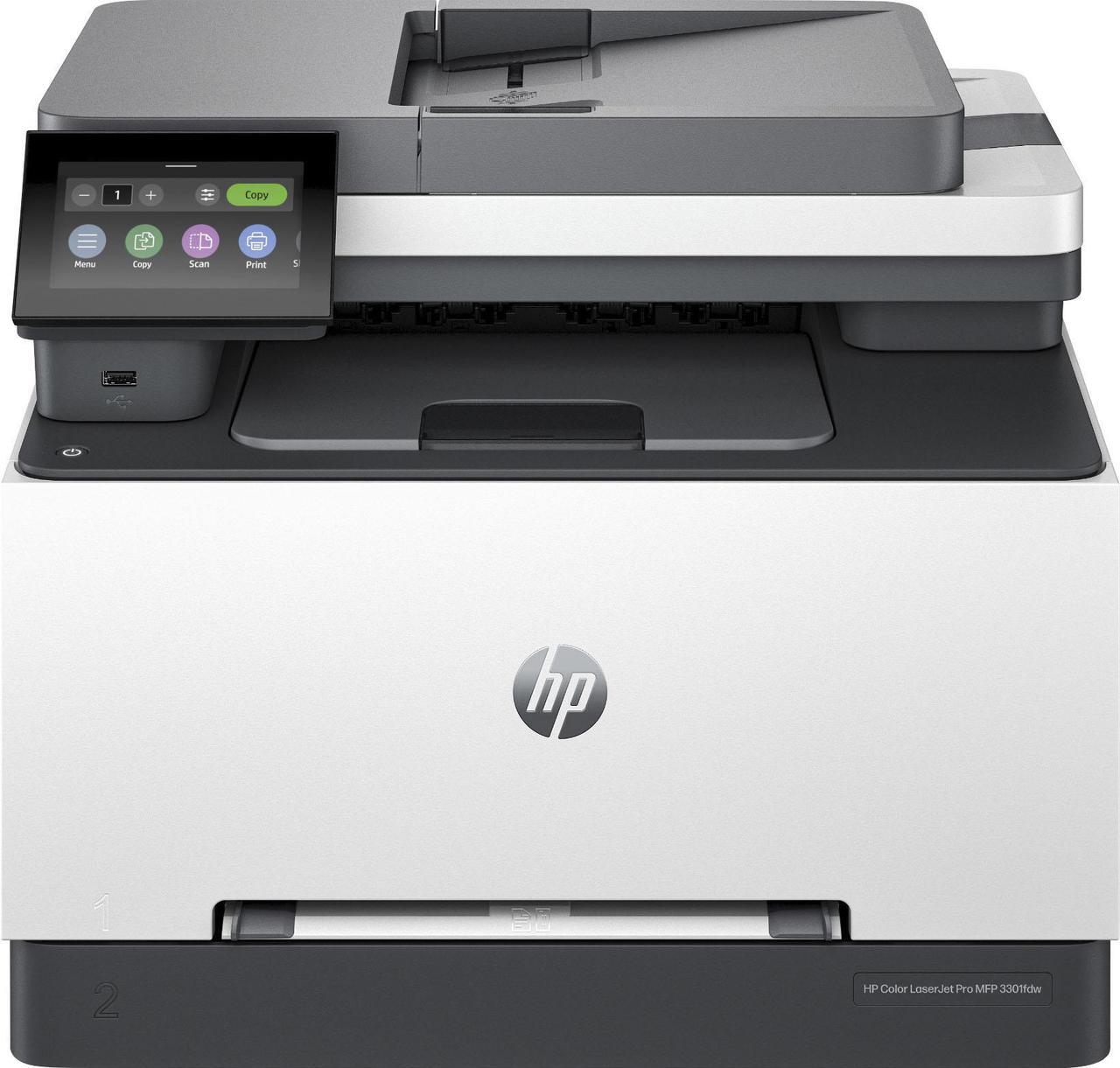 Main image of HP - LaserJet Pro MFP 3301fdw Wireless Color All-in-One Laser Printer - White  and  Slate (499Q5F#BGJ)