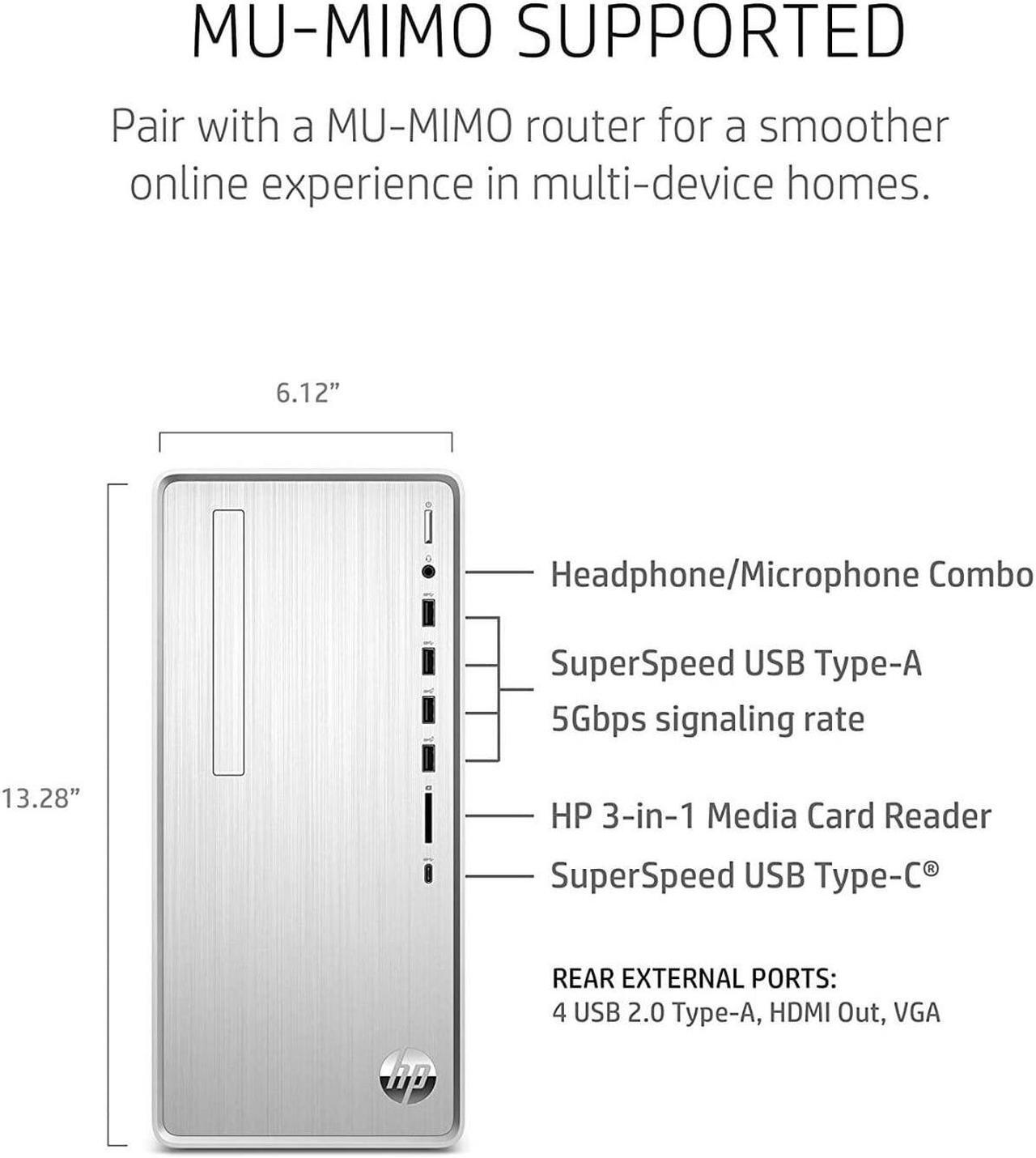 Alt view image 4 of 6 - HP Pavilion Desktop PC, AMD Ryzen 5 5600G, 12 GB RAM, 512 GB SSD, Windows 11 Home, Wi-Fi 5  and  Bluetooth Connectivity, 9 USB Ports, Wired Keyboard and Mouse Combo, Pre-Built PC Tower (TP (TP01-2040)